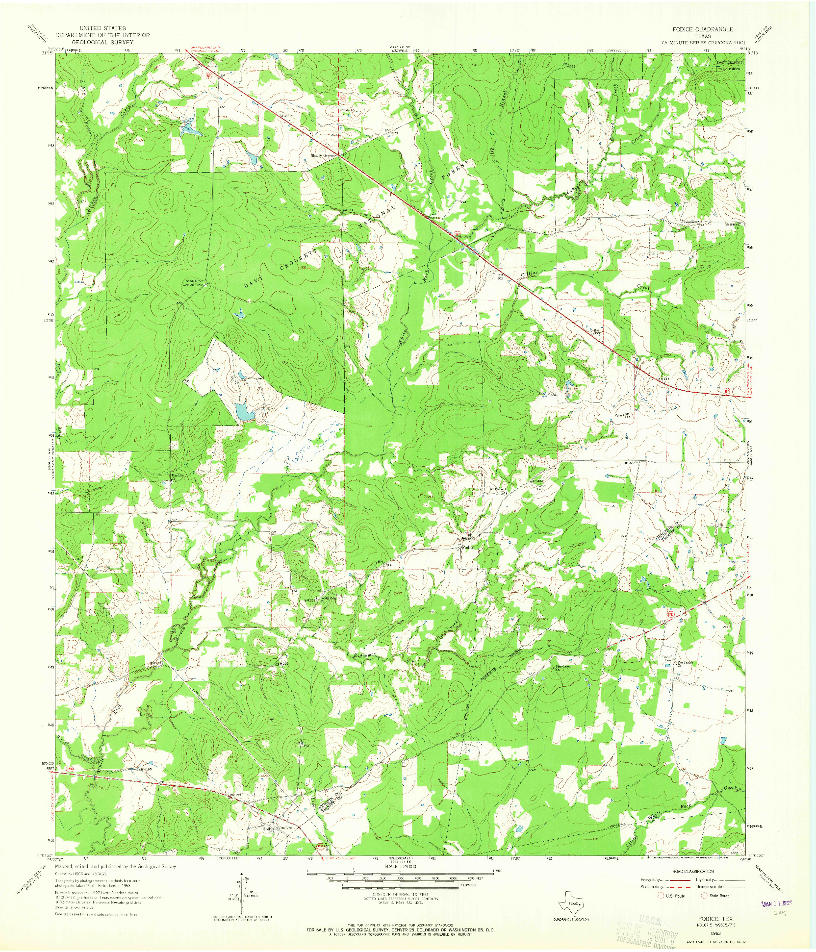 USGS 1:24000-SCALE QUADRANGLE FOR FODICE, TX 1963
