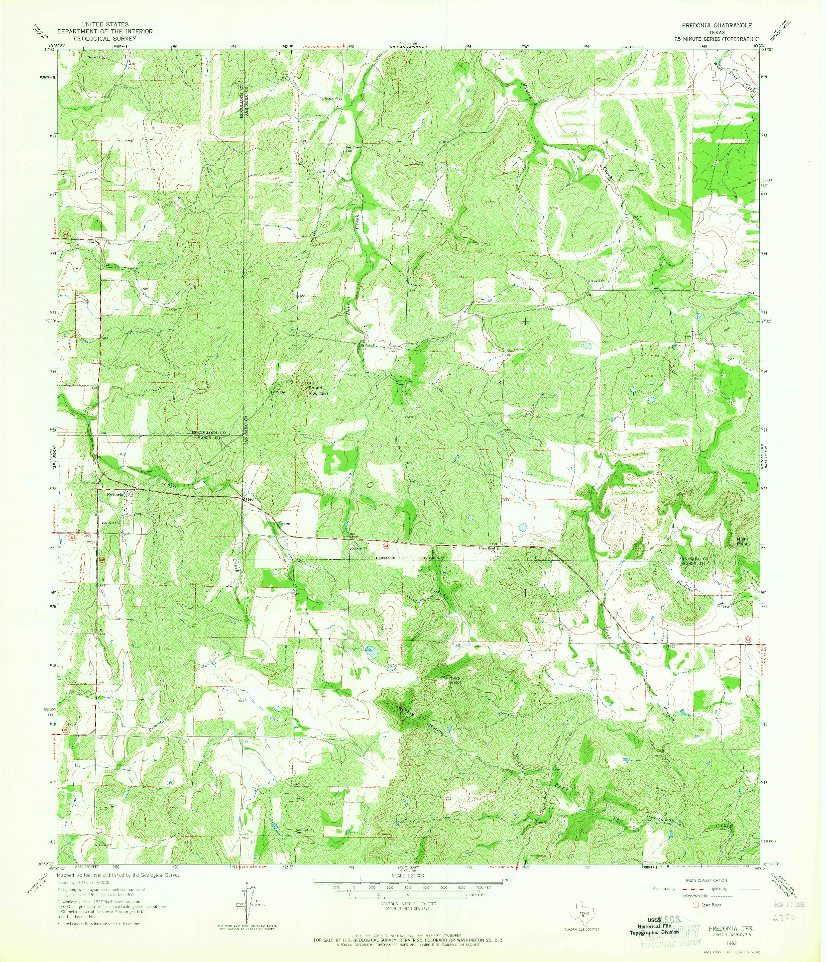 USGS 1:24000-SCALE QUADRANGLE FOR FREDONIA, TX 1962