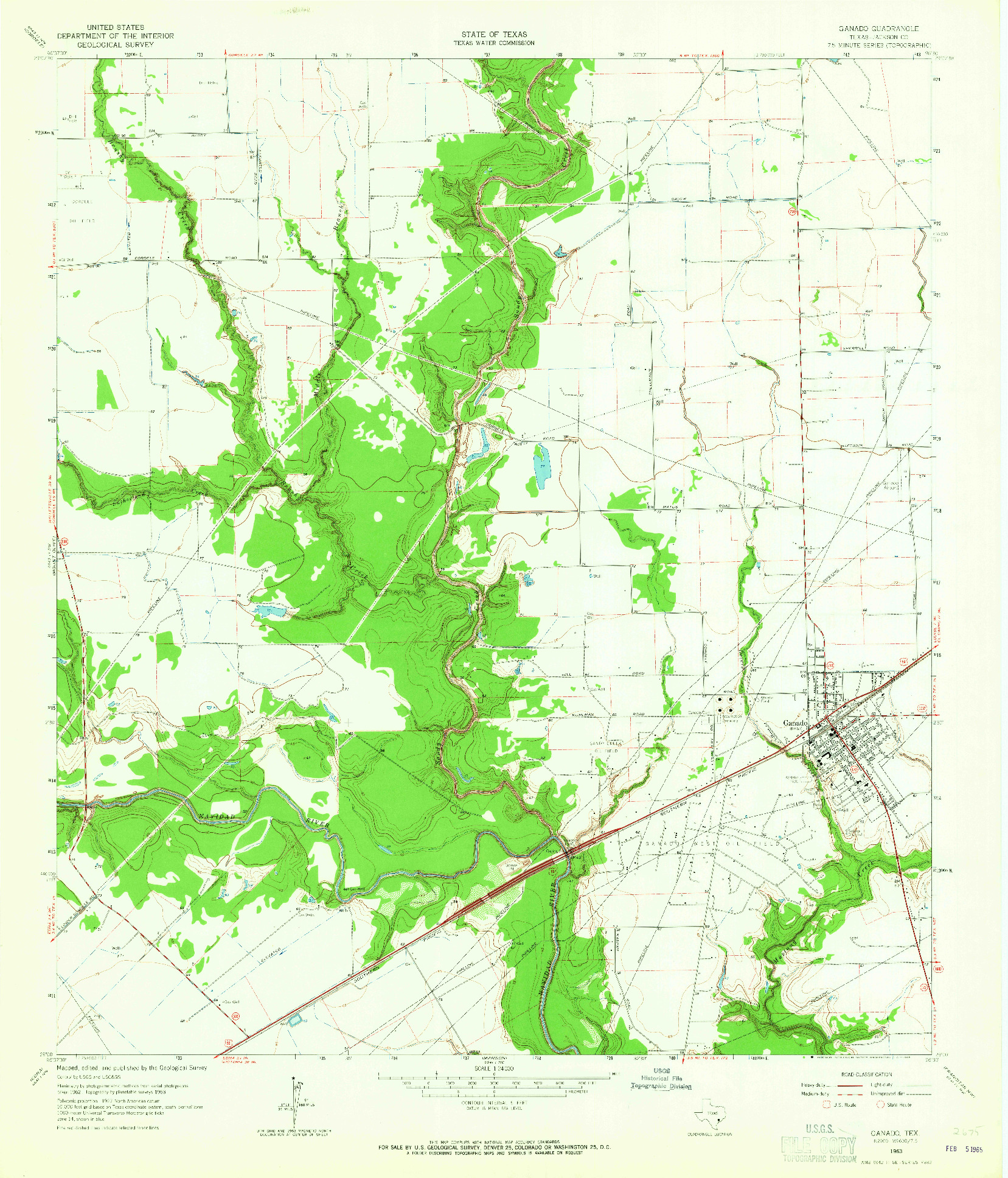 USGS 1:24000-SCALE QUADRANGLE FOR GANADO, TX 1963