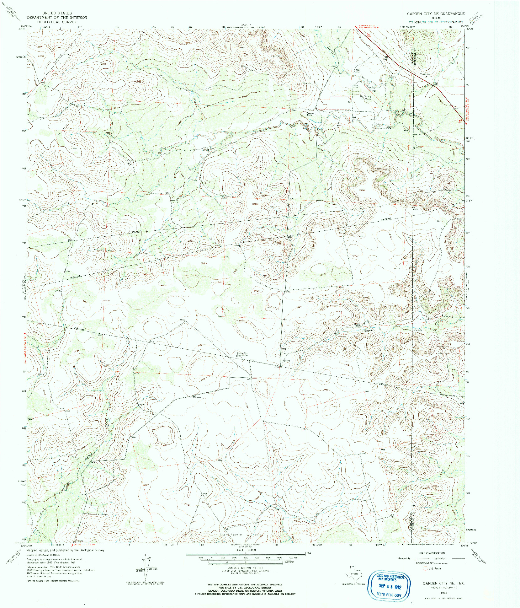 USGS 1:24000-SCALE QUADRANGLE FOR GARDEN CITY NE, TX 1963