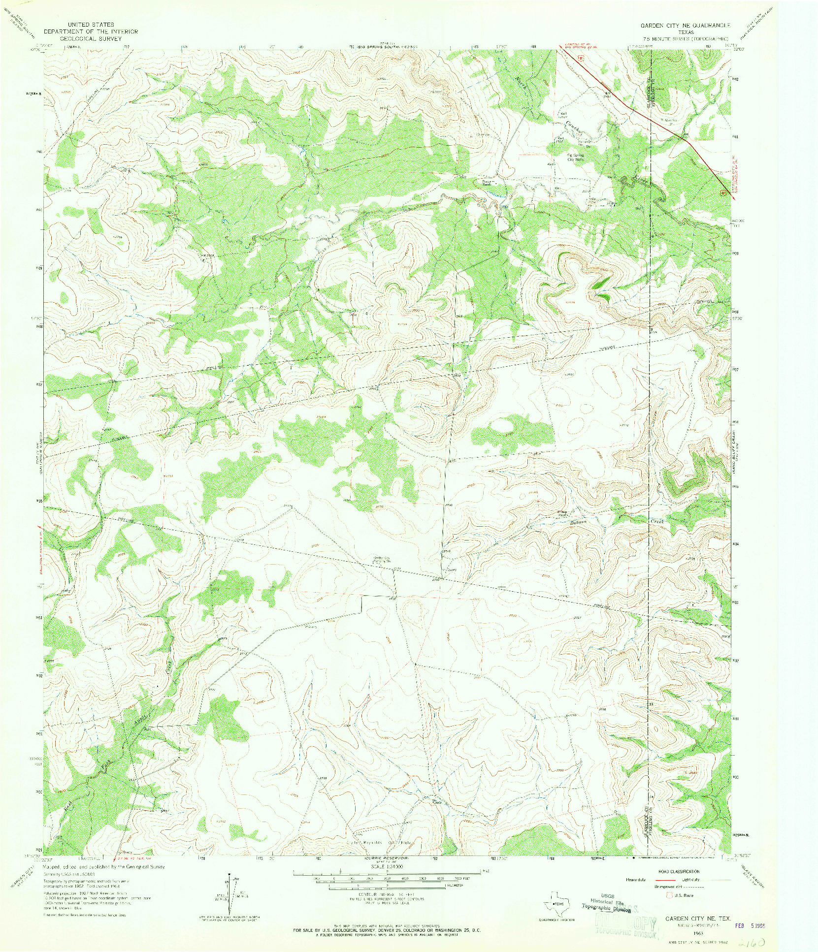 USGS 1:24000-SCALE QUADRANGLE FOR GARDEN CITY NE, TX 1963