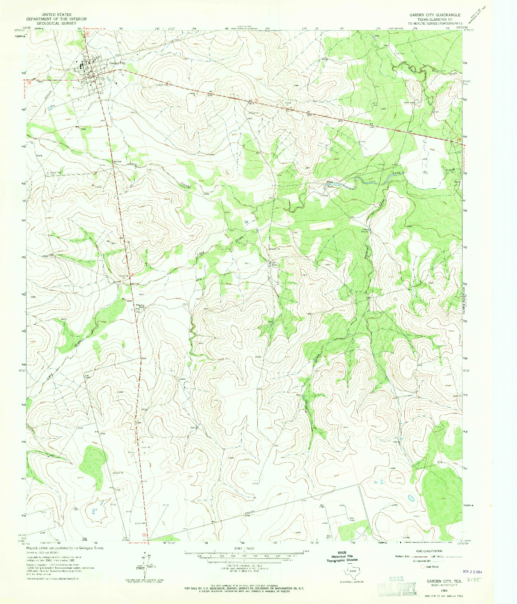 USGS 1:24000-SCALE QUADRANGLE FOR GARDEN CITY, TX 1963