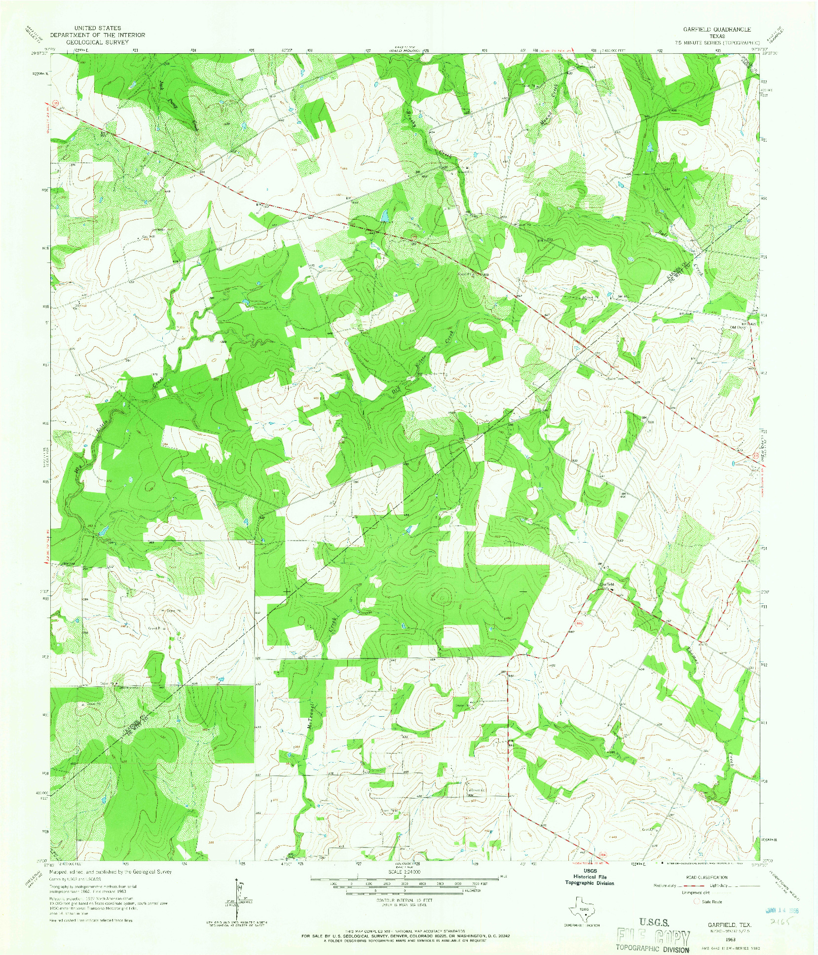 USGS 1:24000-SCALE QUADRANGLE FOR GARFIELD, TX 1963