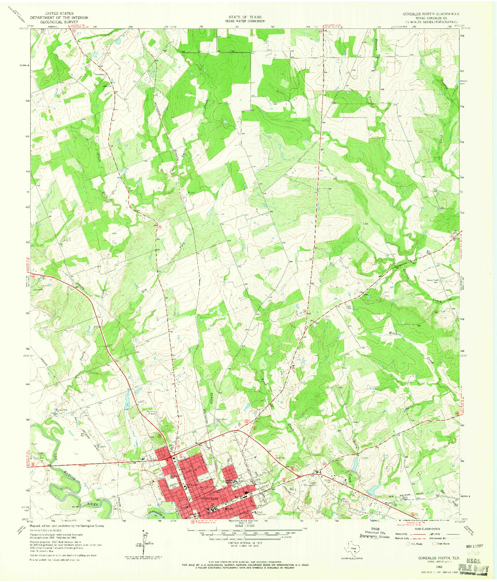 USGS 1:24000-SCALE QUADRANGLE FOR GONZALES NORTH, TX 1962