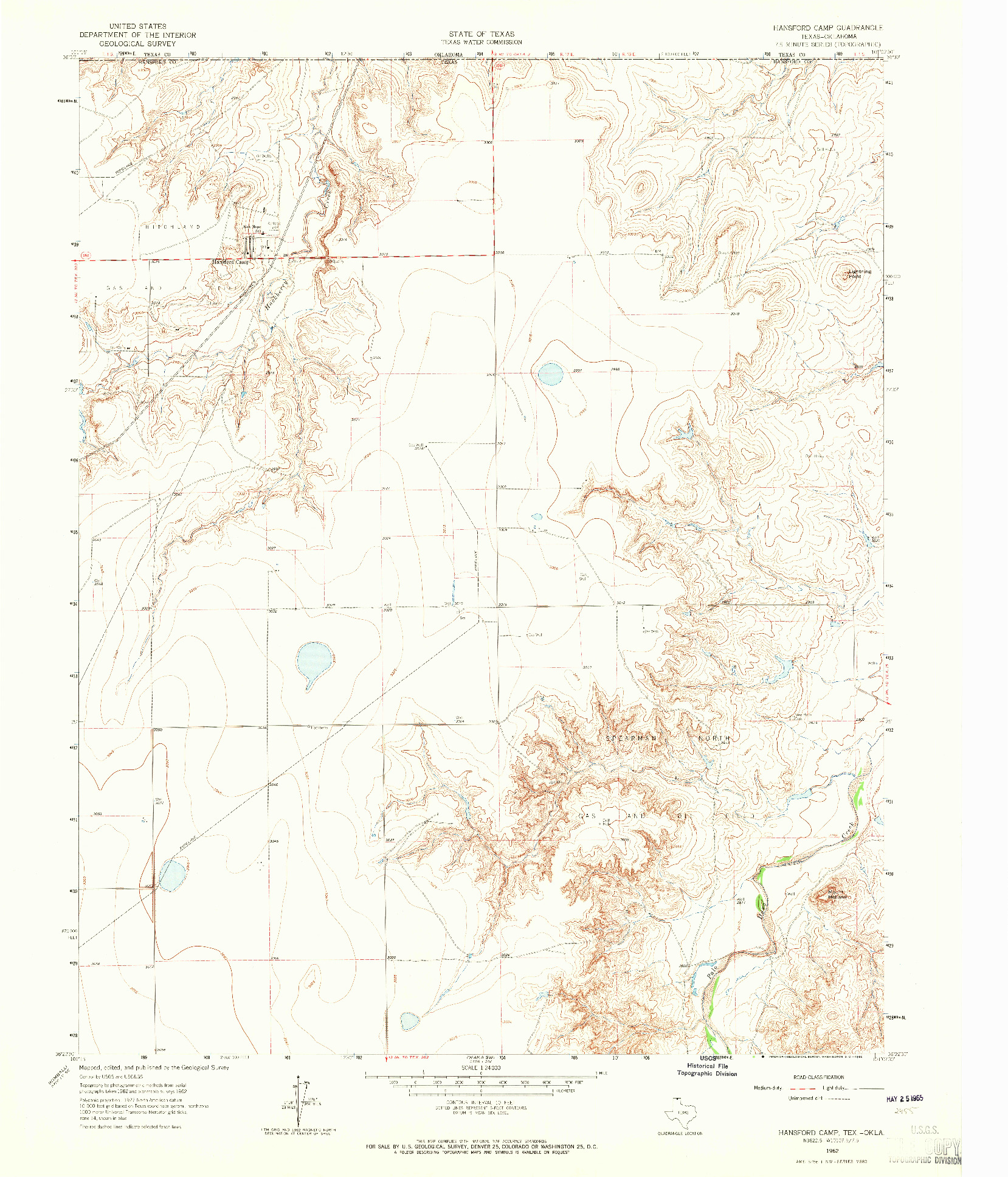 USGS 1:24000-SCALE QUADRANGLE FOR HANSFORD CAMP, TX 1962