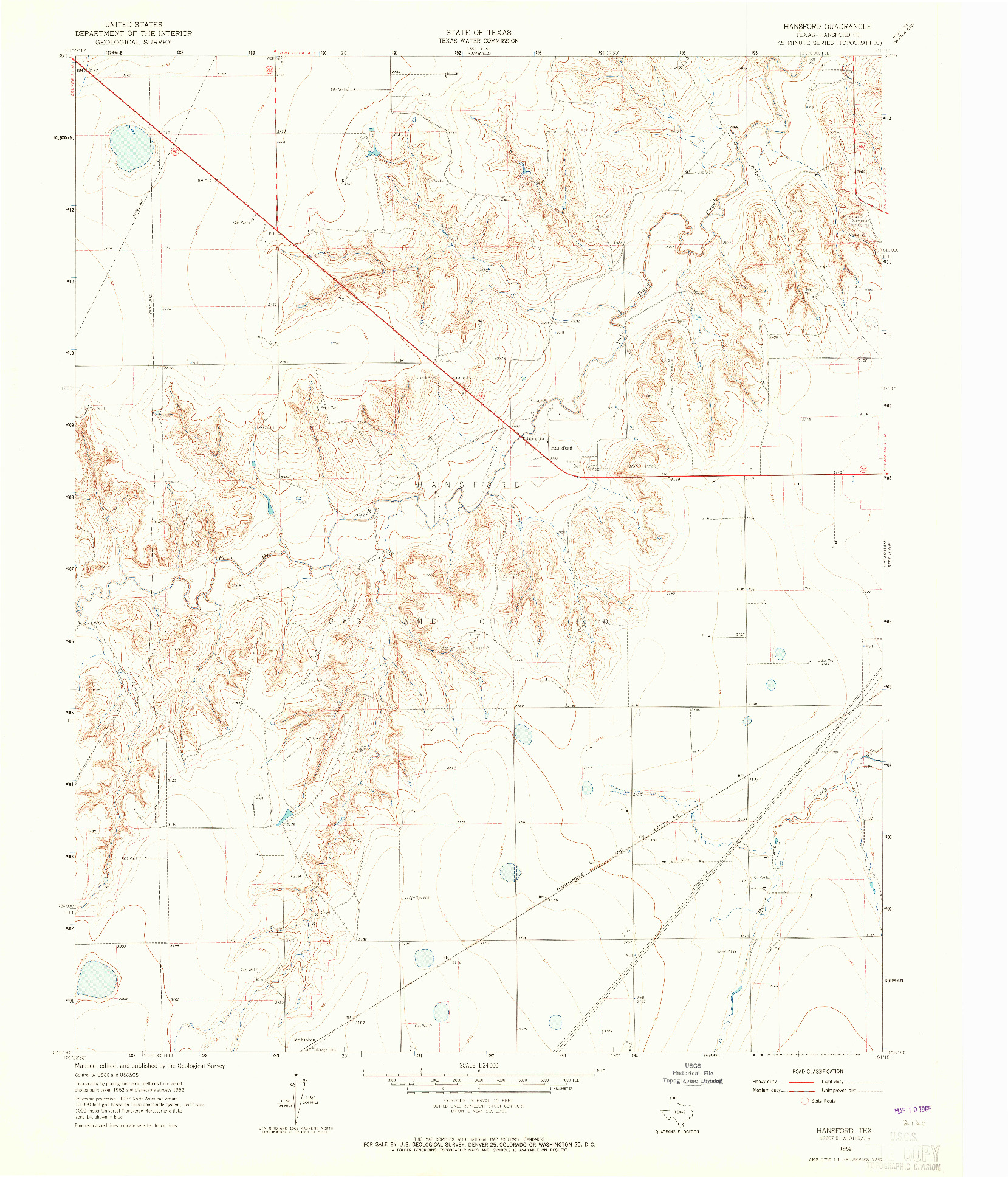 USGS 1:24000-SCALE QUADRANGLE FOR HANSFORD, TX 1962