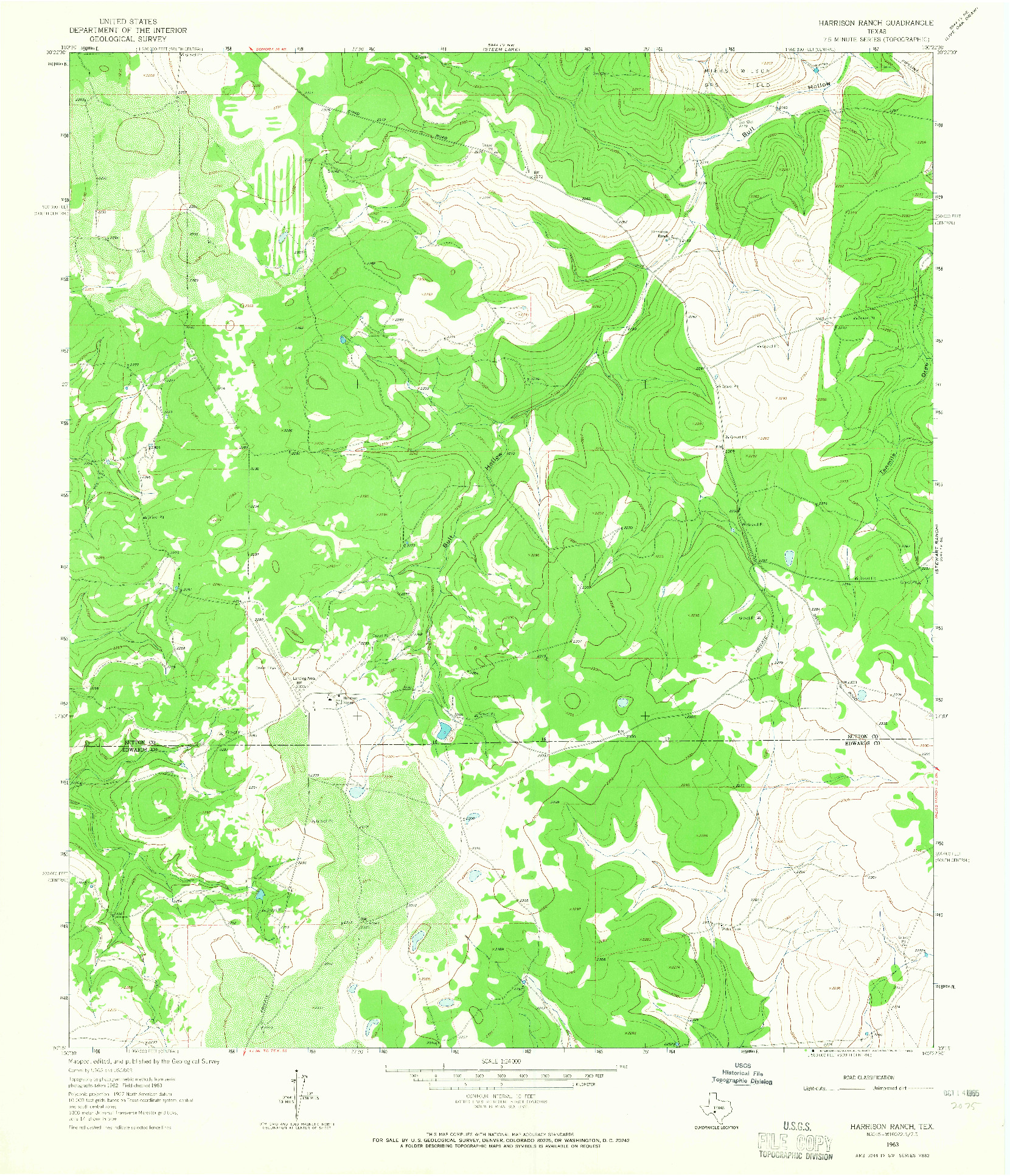 USGS 1:24000-SCALE QUADRANGLE FOR HARRISON RANCH, TX 1963