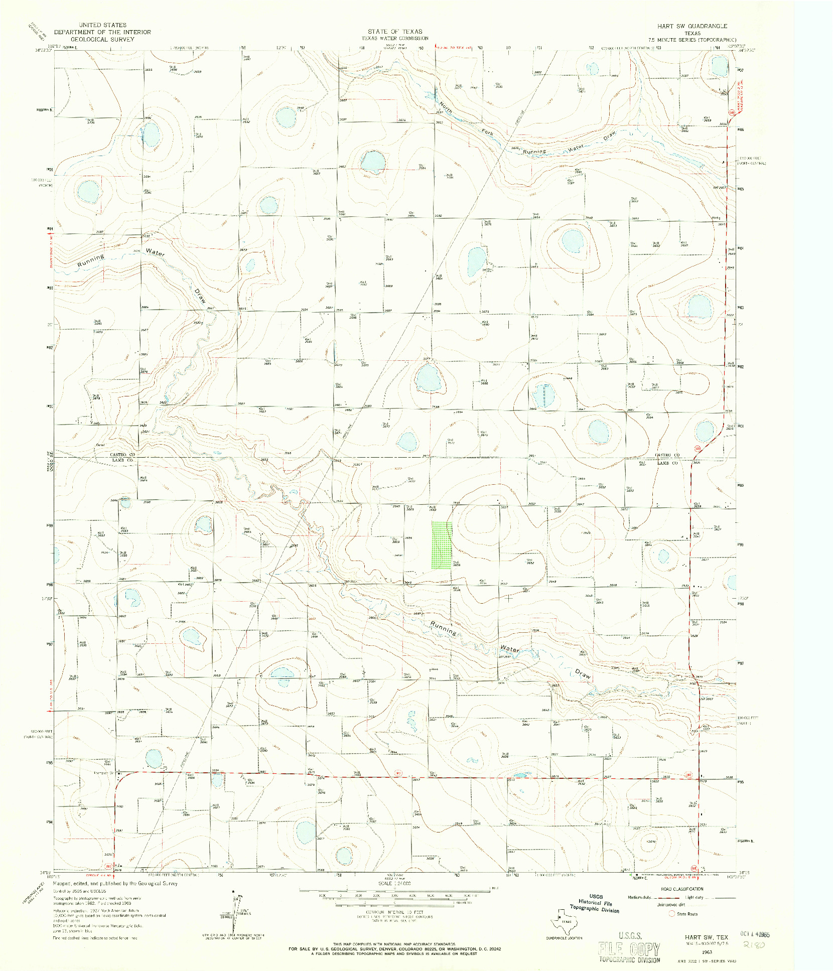 USGS 1:24000-SCALE QUADRANGLE FOR HART SW, TX 1963