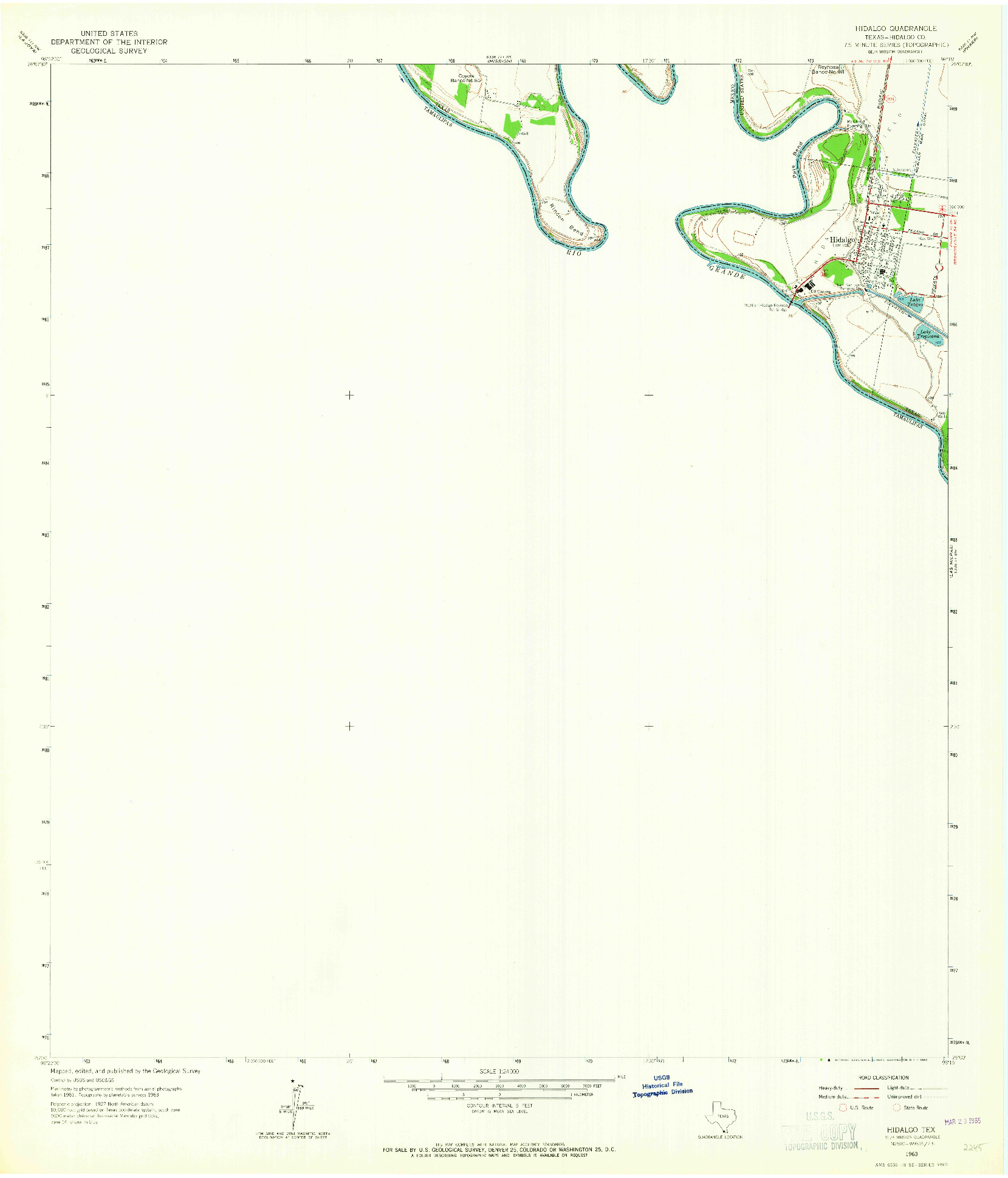 USGS 1:24000-SCALE QUADRANGLE FOR HIDALGO, TX 1963