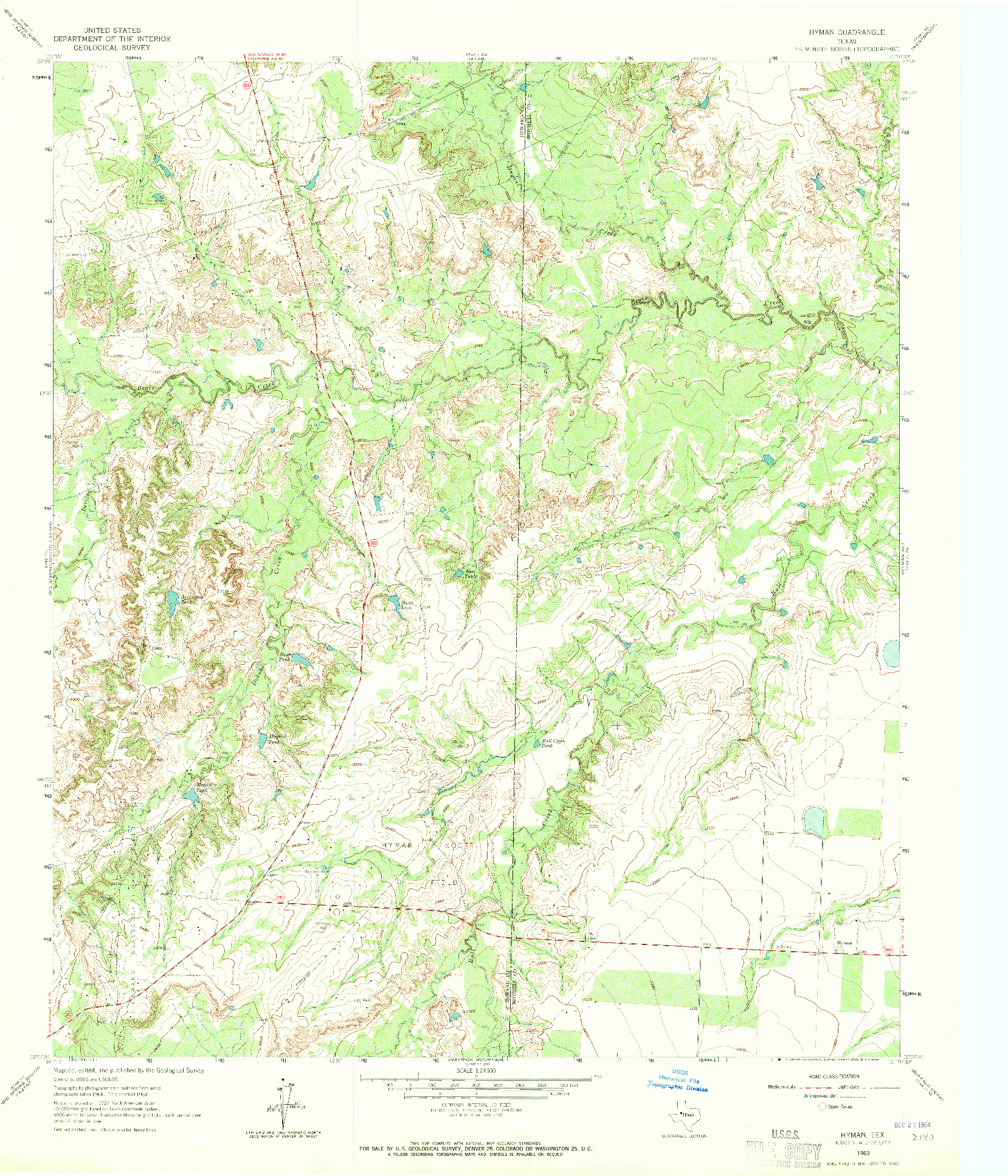 USGS 1:24000-SCALE QUADRANGLE FOR HYMAN, TX 1963