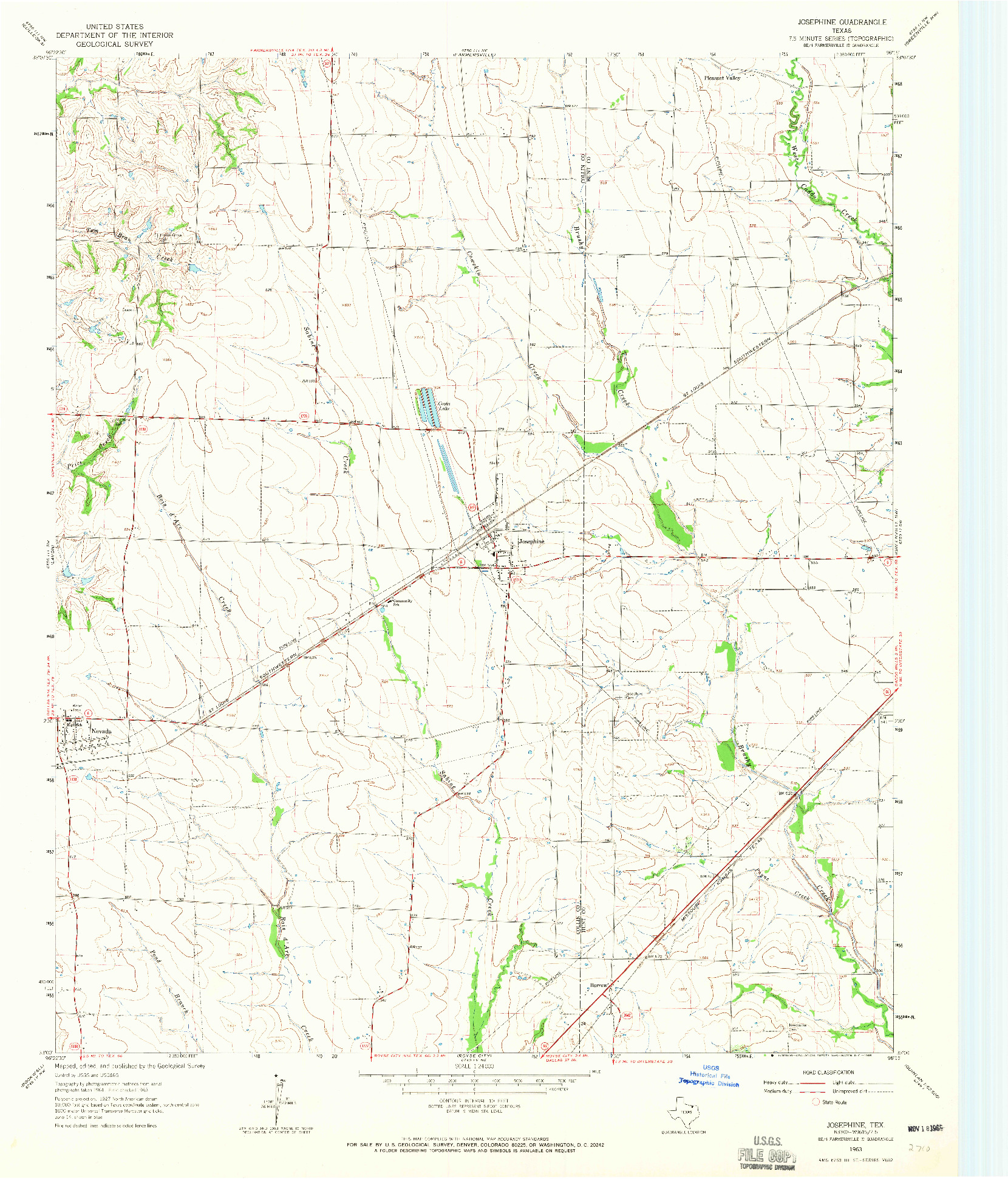 USGS 1:24000-SCALE QUADRANGLE FOR JOSEPHINE, TX 1963