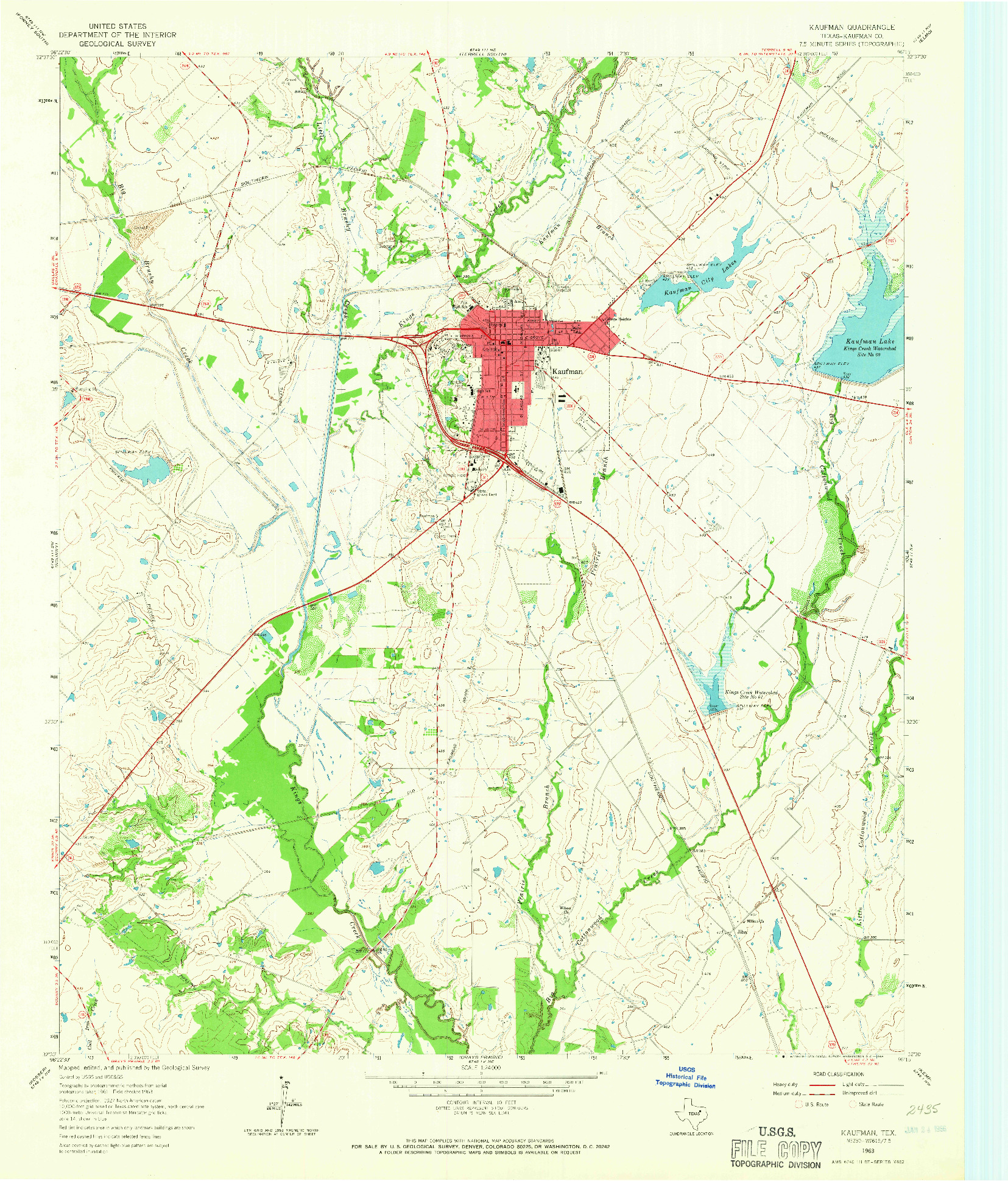 USGS 1:24000-SCALE QUADRANGLE FOR KAUFMAN, TX 1963