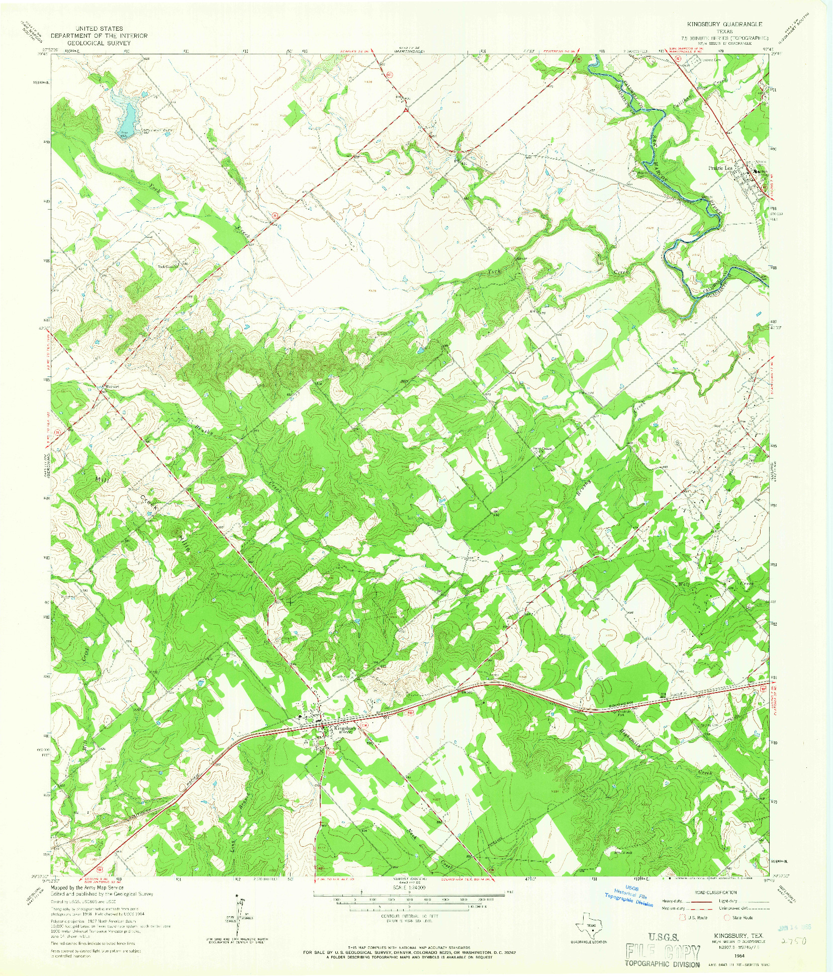 USGS 1:24000-SCALE QUADRANGLE FOR KINGSBURY, TX 1964