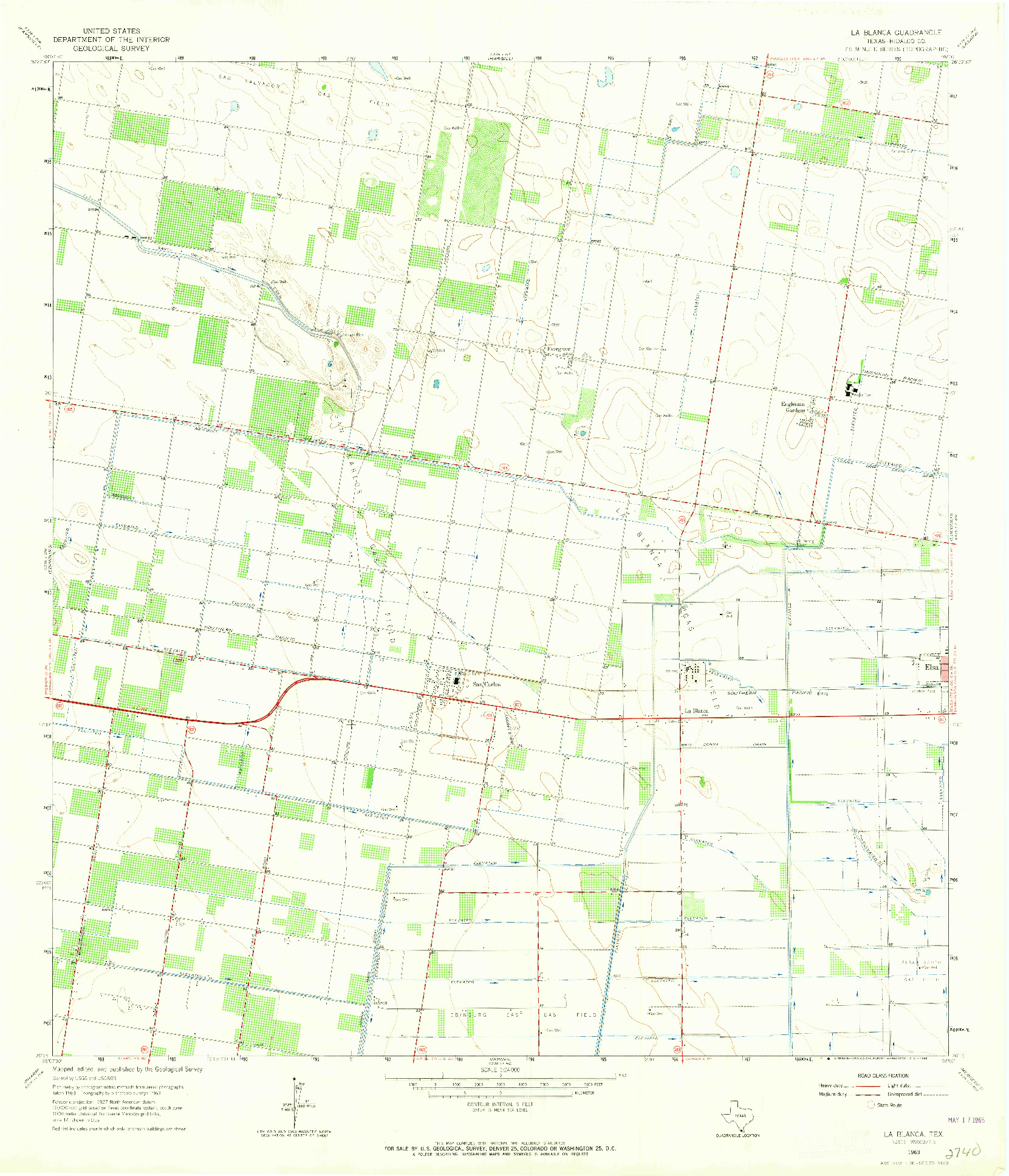 USGS 1:24000-SCALE QUADRANGLE FOR LA BLANCA, TX 1963