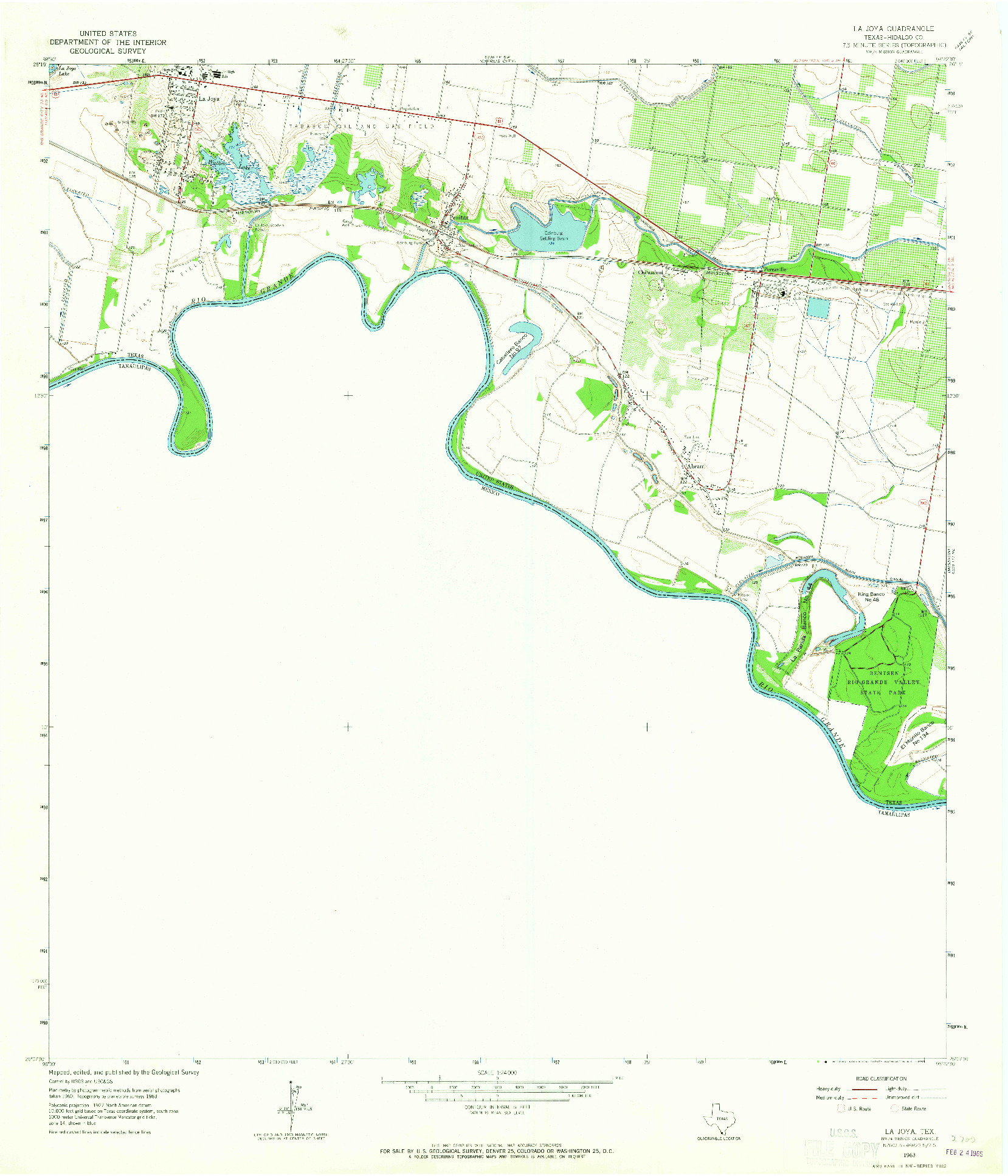 USGS 1:24000-SCALE QUADRANGLE FOR LA JOYA, TX 1963