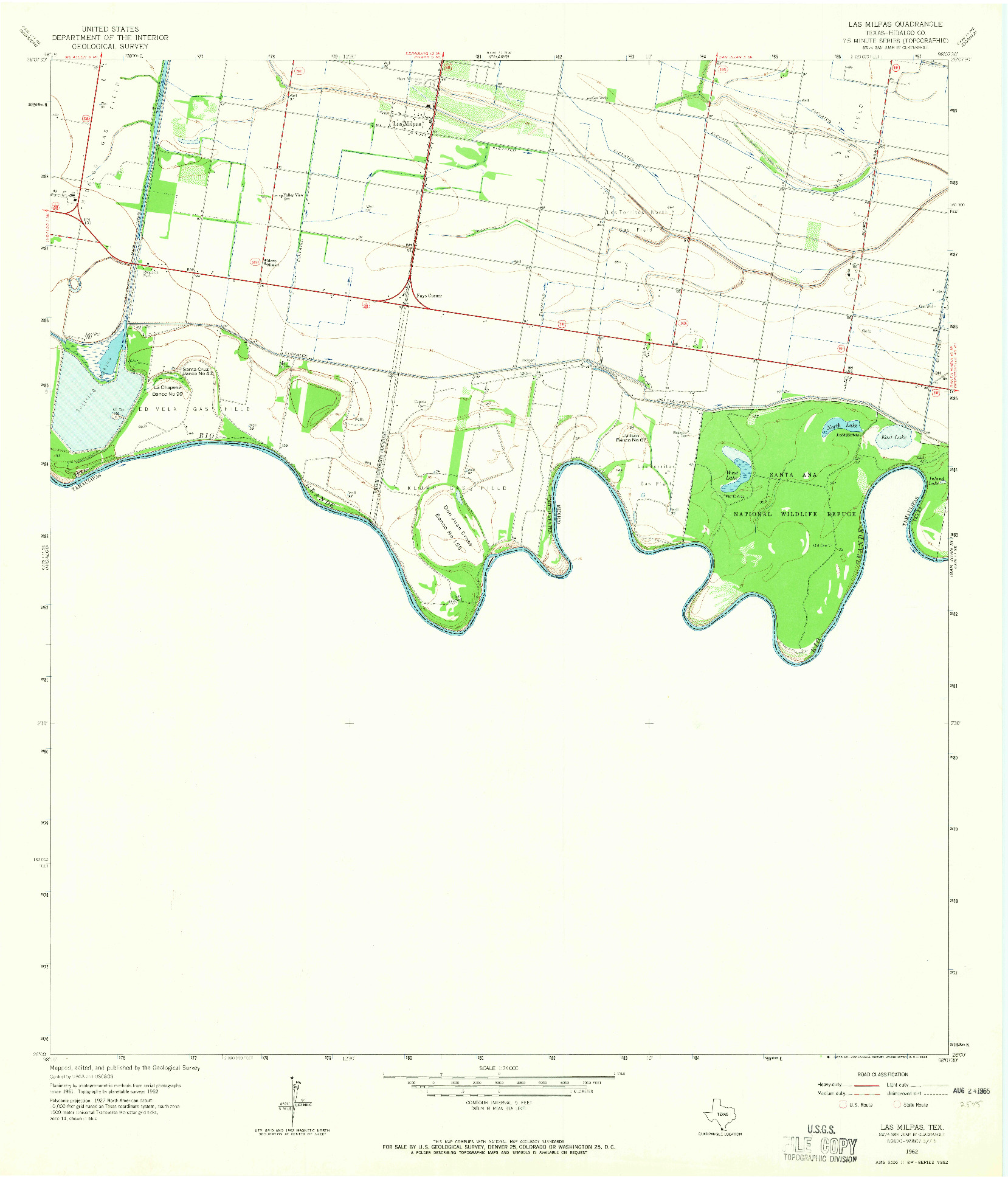 USGS 1:24000-SCALE QUADRANGLE FOR LAS MILPAS, TX 1962