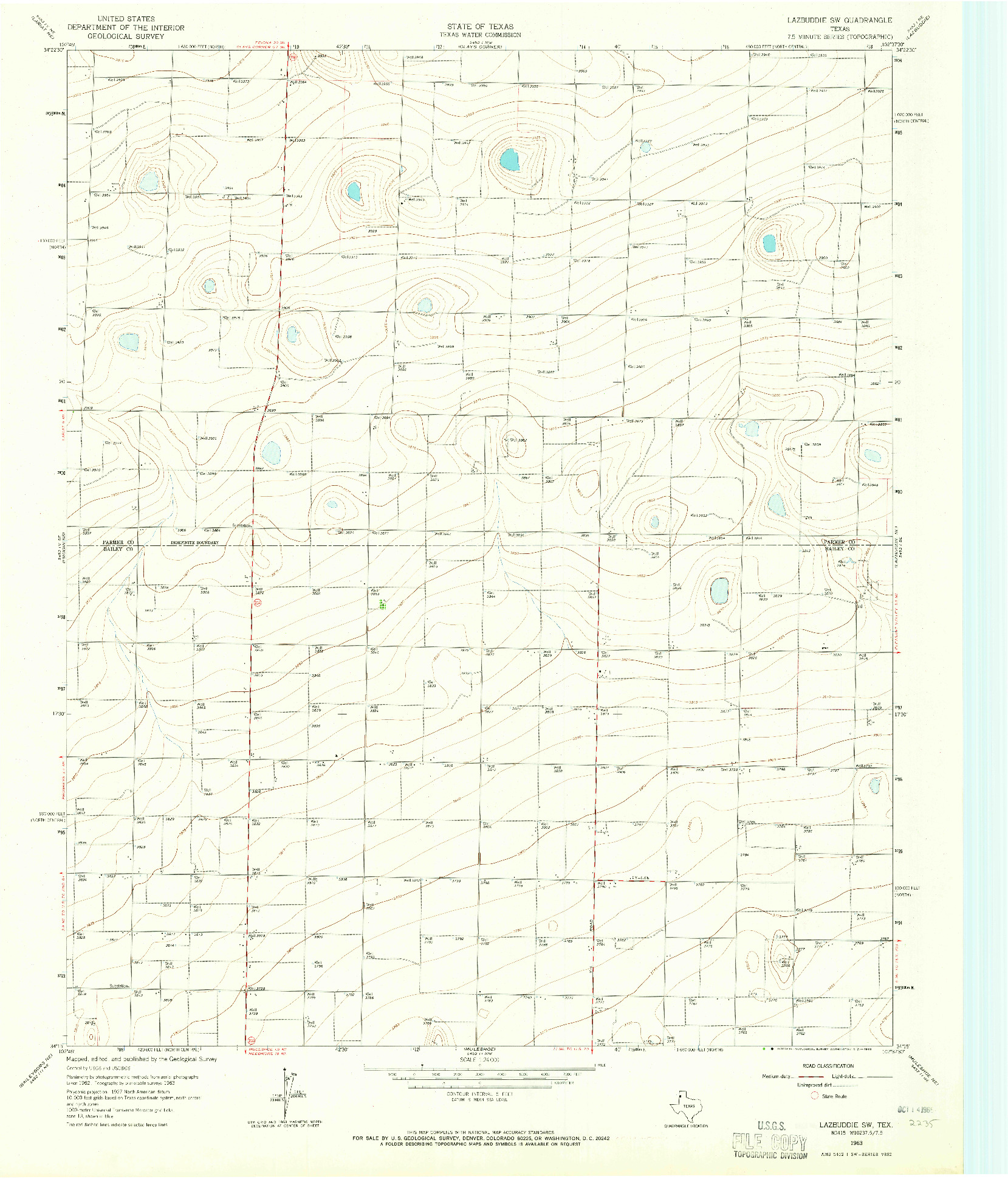 USGS 1:24000-SCALE QUADRANGLE FOR LAZBUDDIE SW, TX 1963