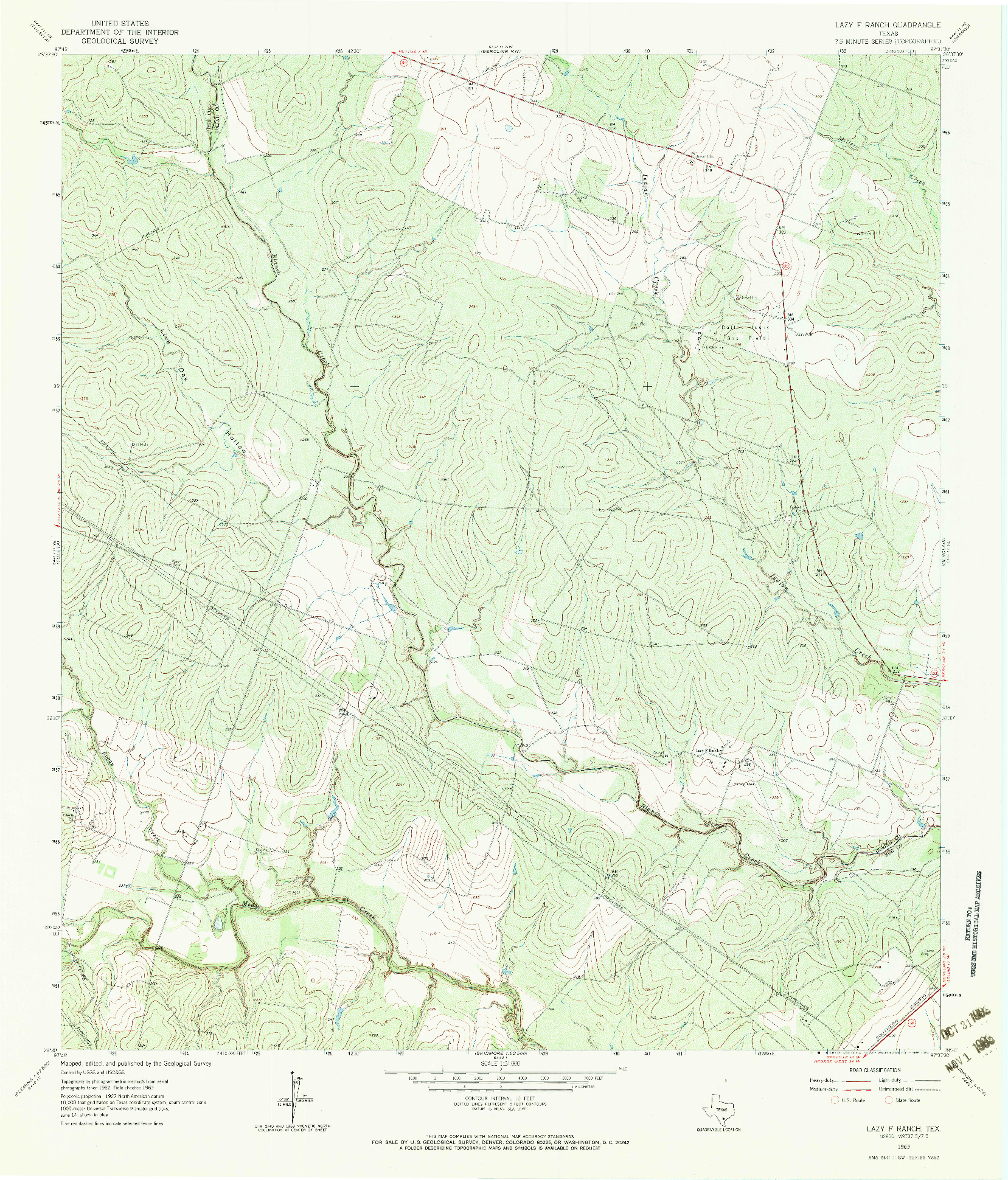 USGS 1:24000-SCALE QUADRANGLE FOR LAZY F RANCH, TX 1963