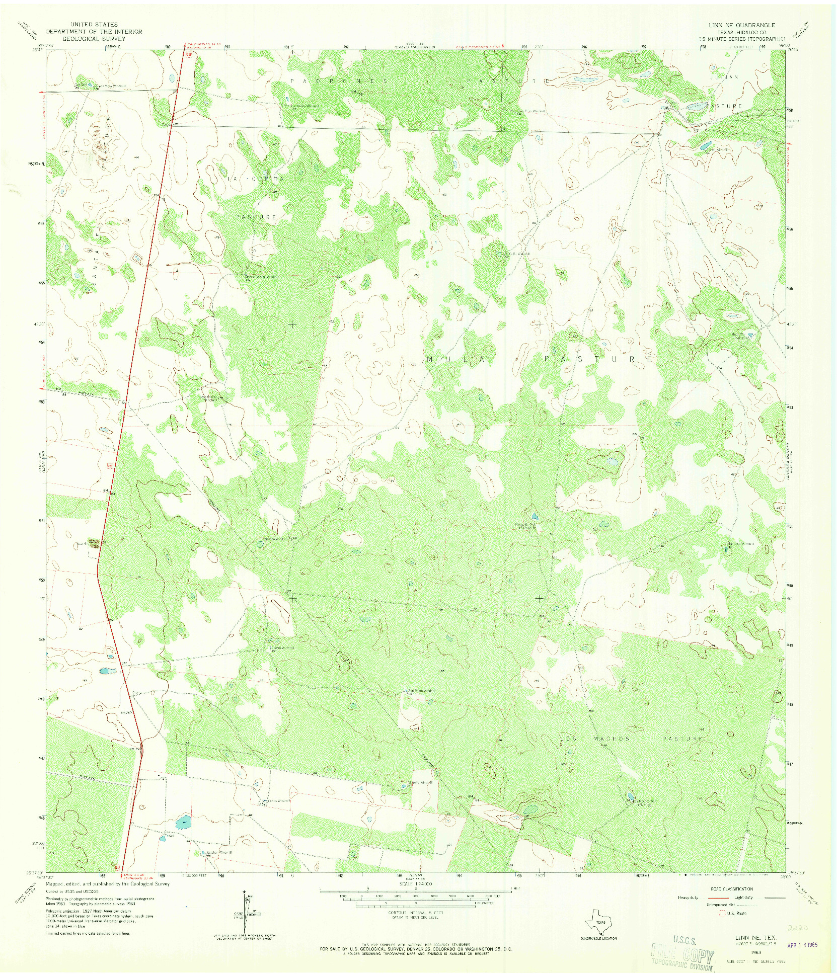 USGS 1:24000-SCALE QUADRANGLE FOR LINN NE, TX 1963
