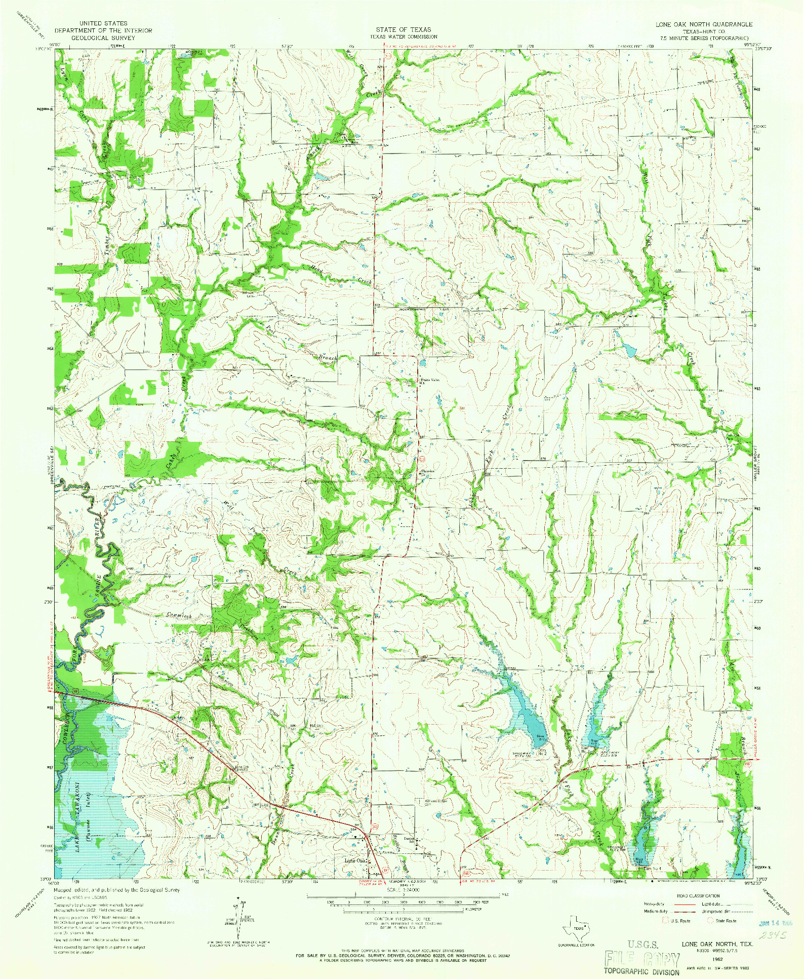 USGS 1:24000-SCALE QUADRANGLE FOR LONE OAK NORTH, TX 1962