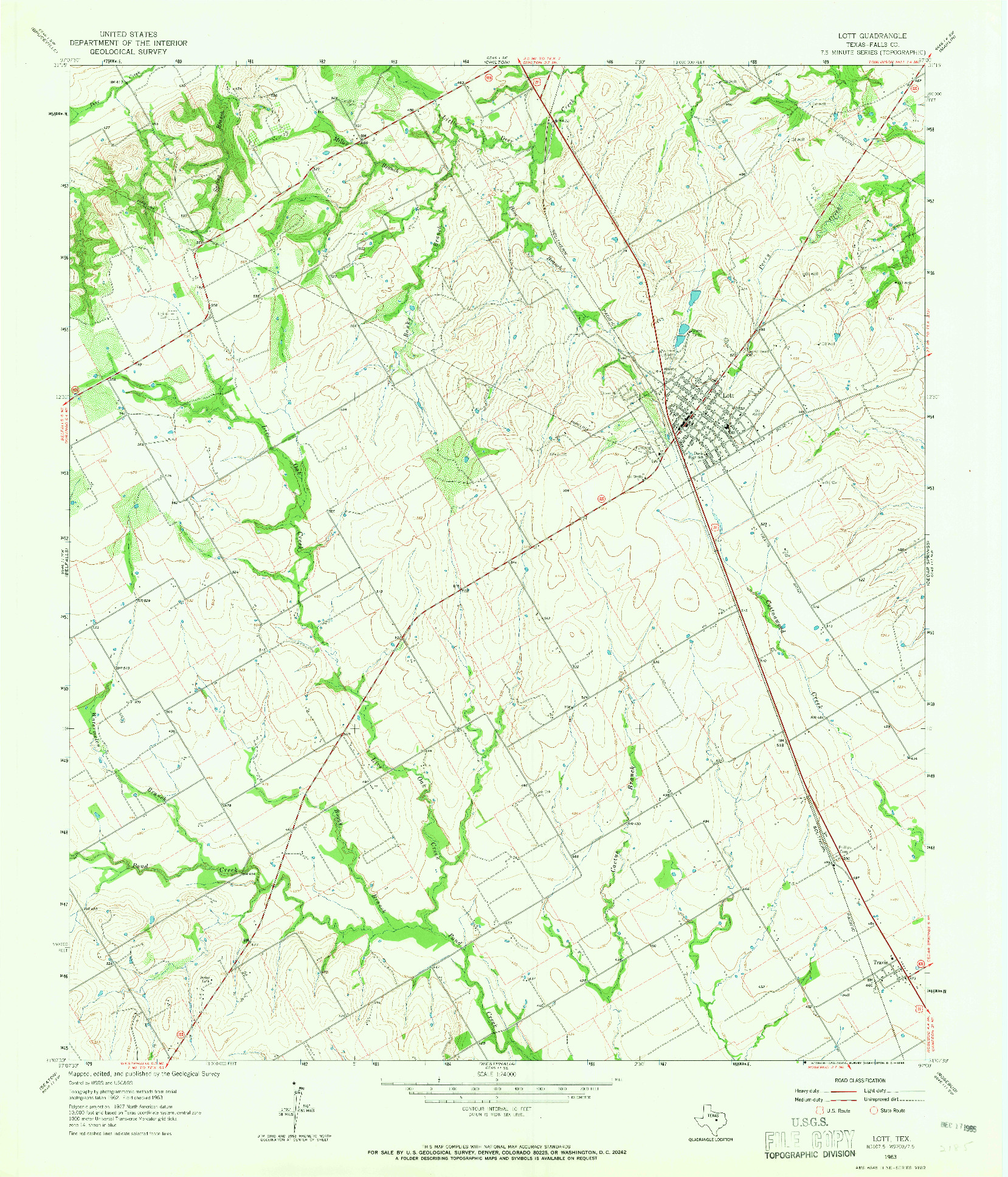 USGS 1:24000-SCALE QUADRANGLE FOR LOTT, TX 1963