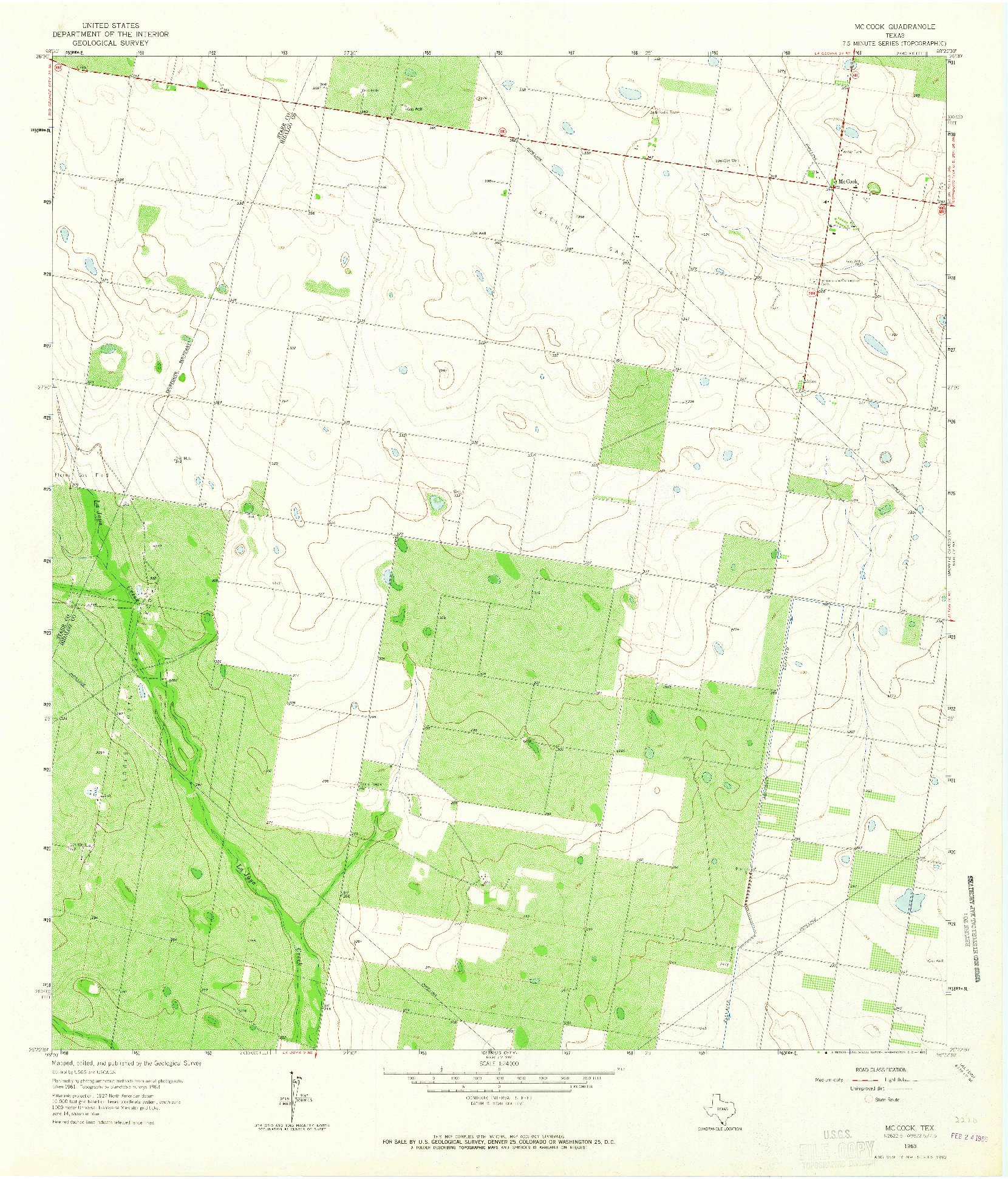 USGS 1:24000-SCALE QUADRANGLE FOR MCCOOK, TX 1963