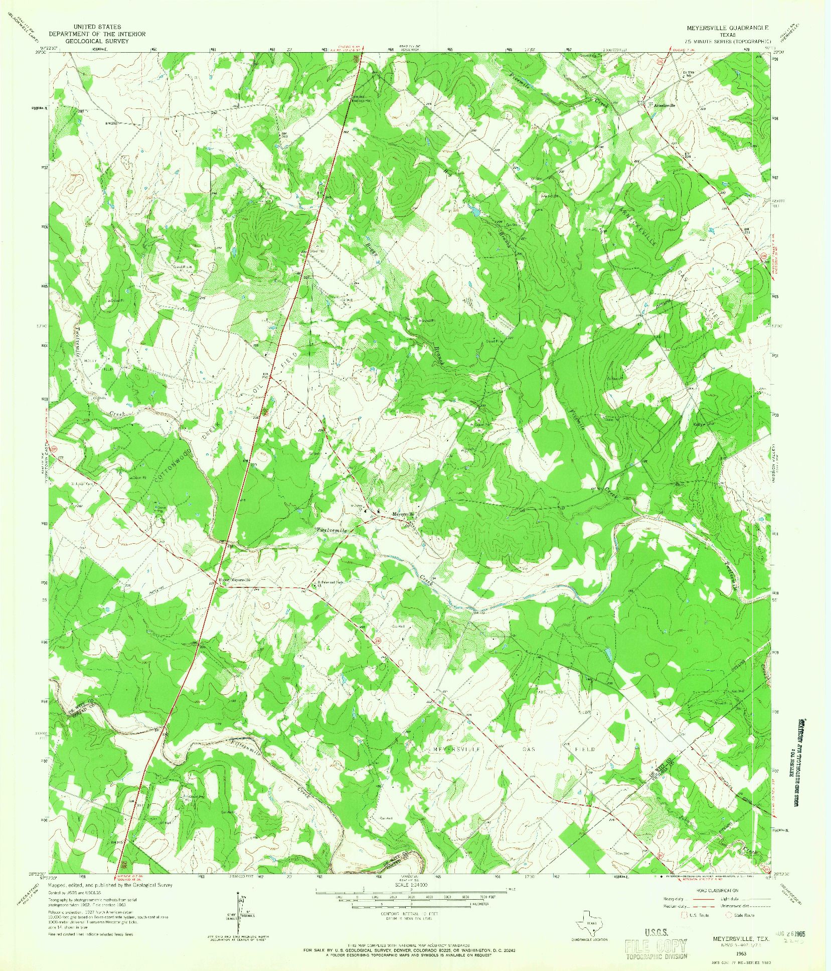 USGS 1:24000-SCALE QUADRANGLE FOR MEYERSVILLE, TX 1963