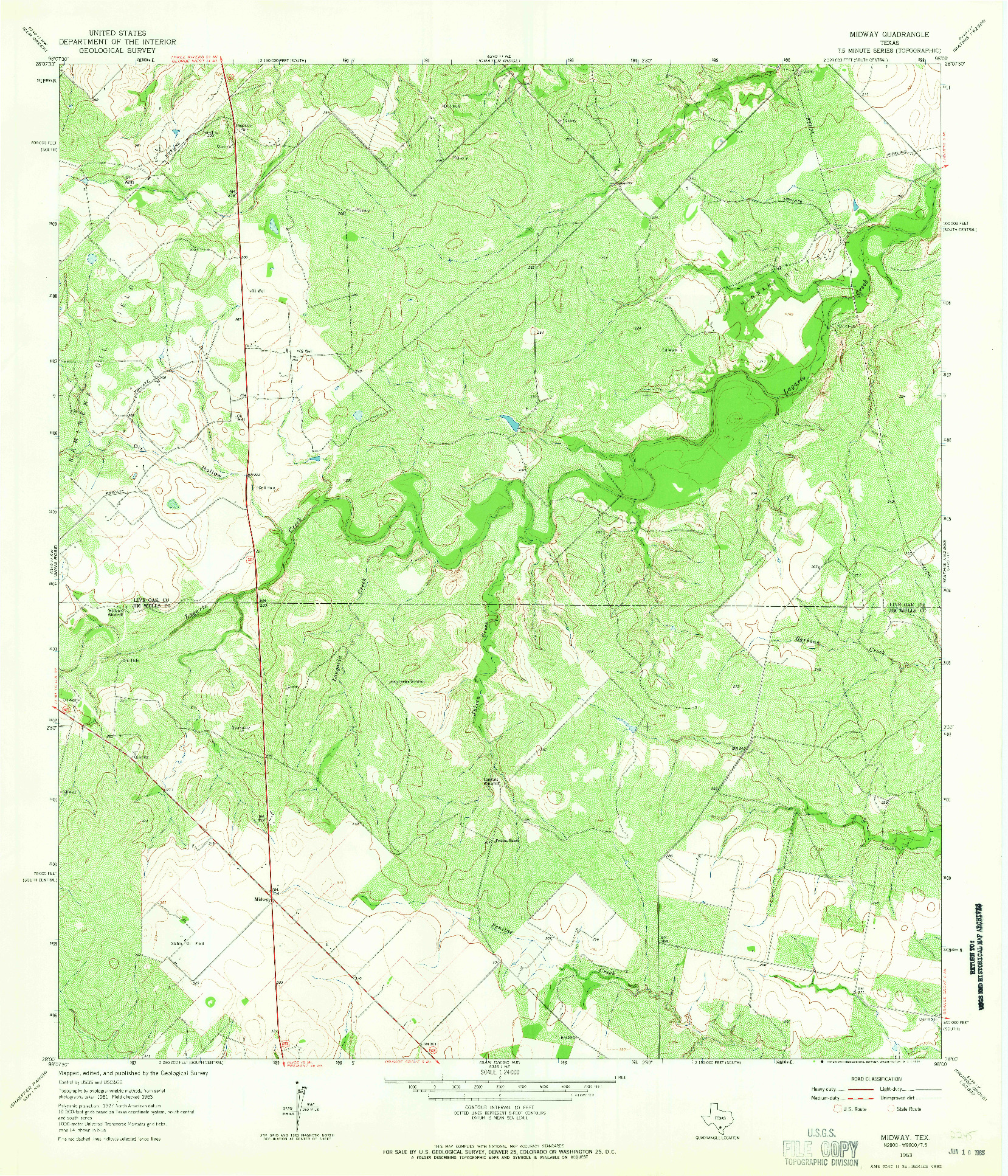 USGS 1:24000-SCALE QUADRANGLE FOR MIDWAY, TX 1963
