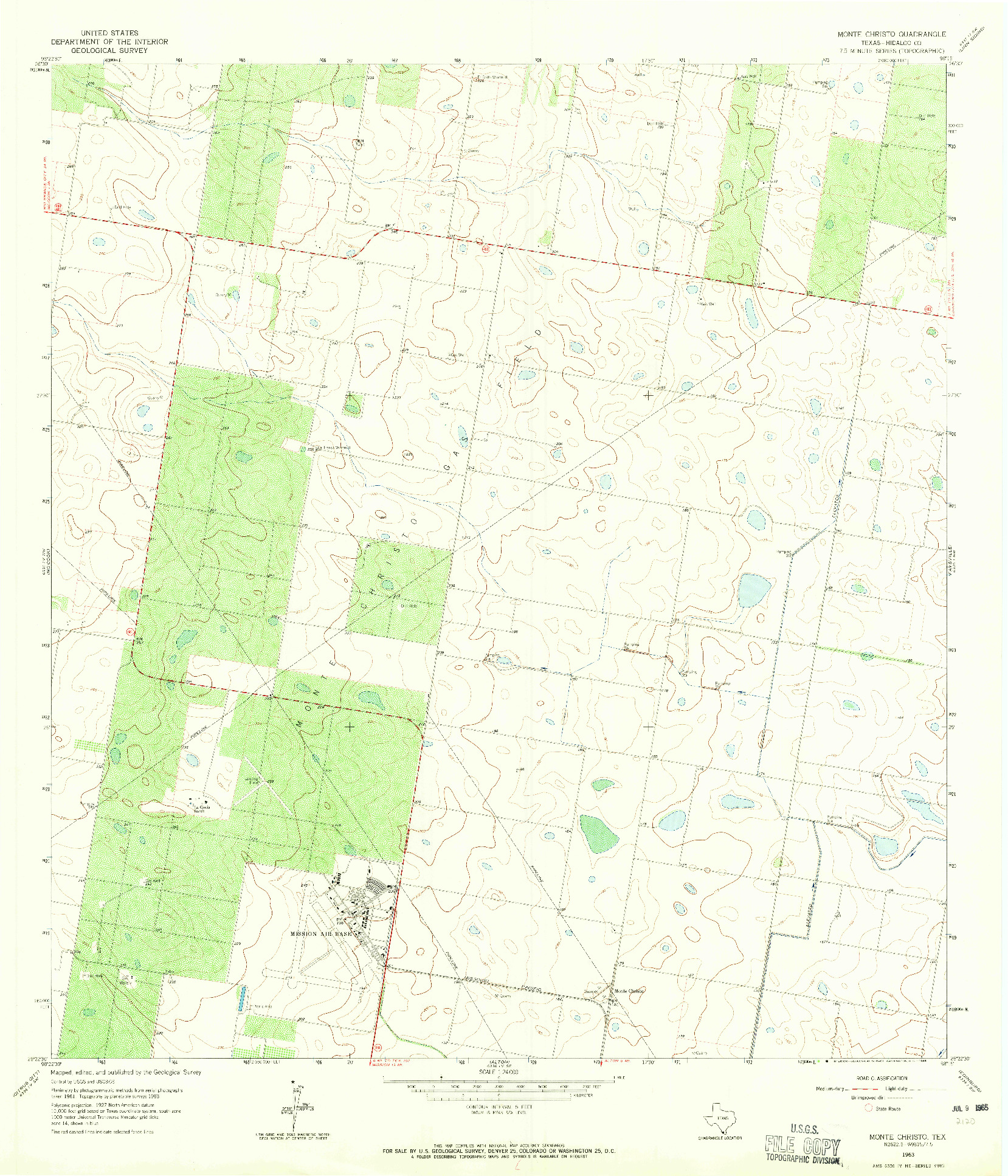 USGS 1:24000-SCALE QUADRANGLE FOR MONTE CHRISTO, TX 1963