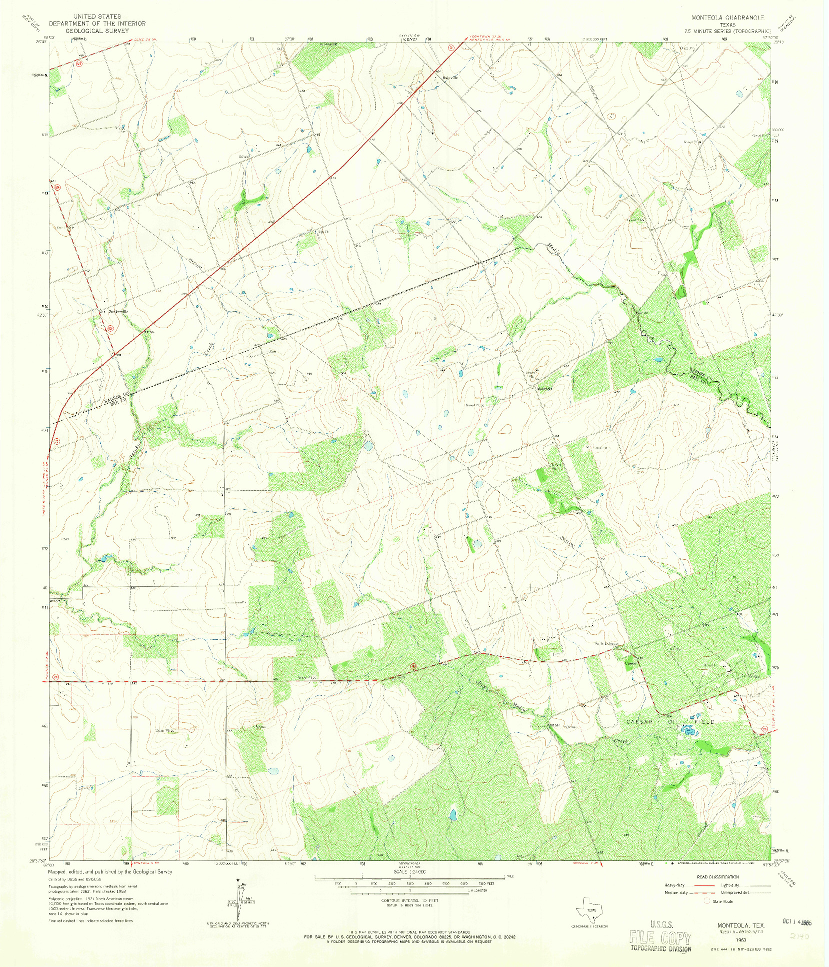 USGS 1:24000-SCALE QUADRANGLE FOR MONTEOLA, TX 1963