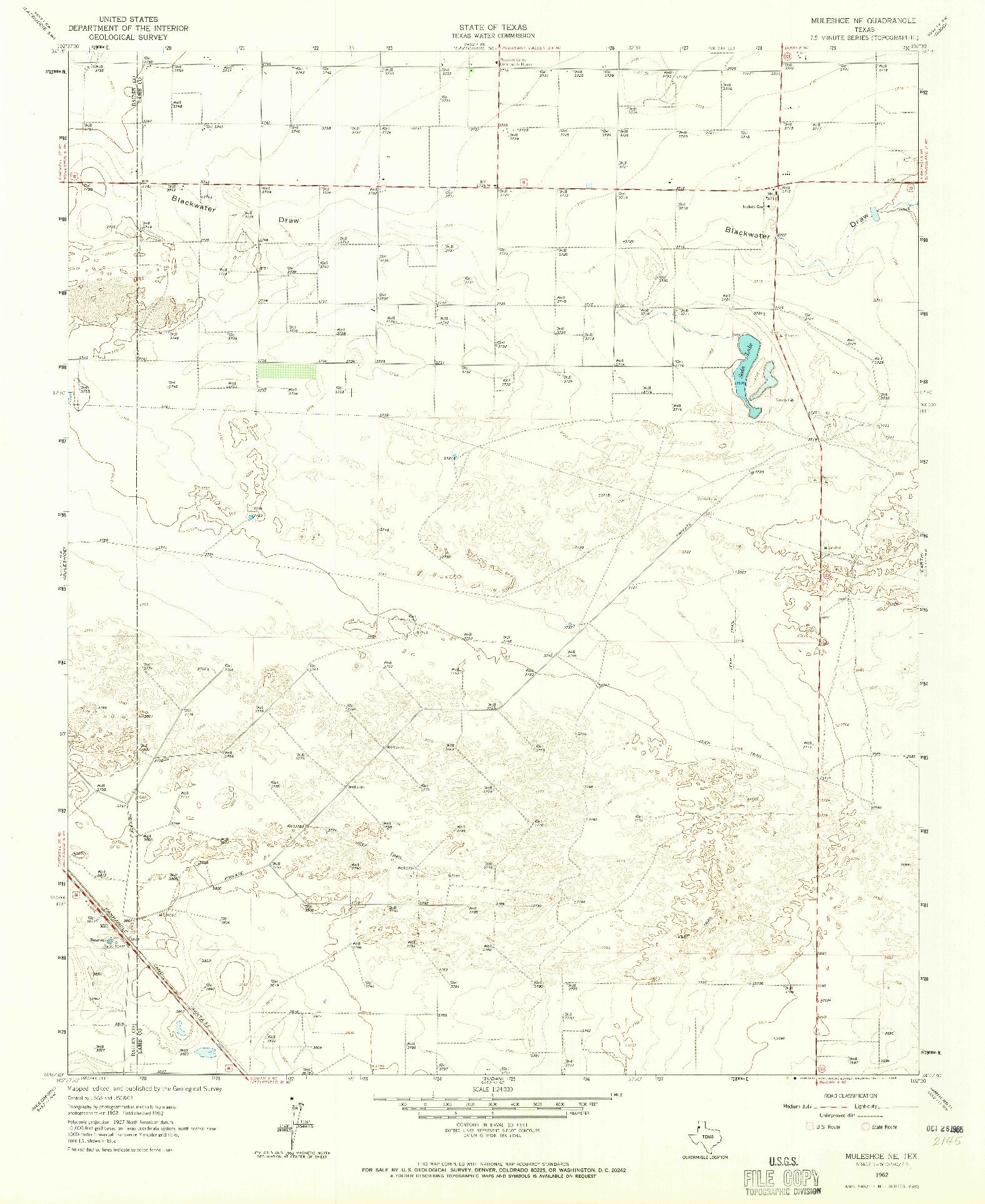 USGS 1:24000-SCALE QUADRANGLE FOR MULESHOE NE, TX 1962