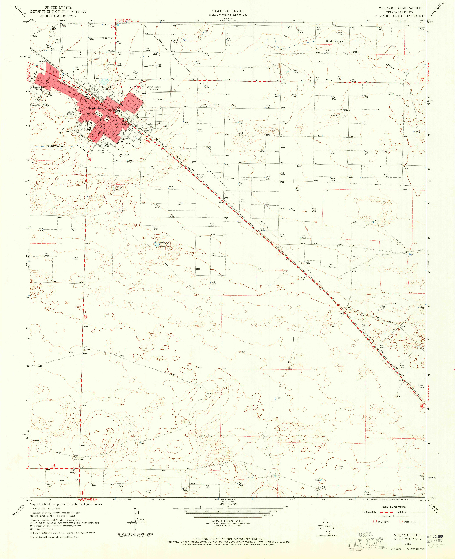 USGS 1:24000-SCALE QUADRANGLE FOR MULESHOE, TX 1962