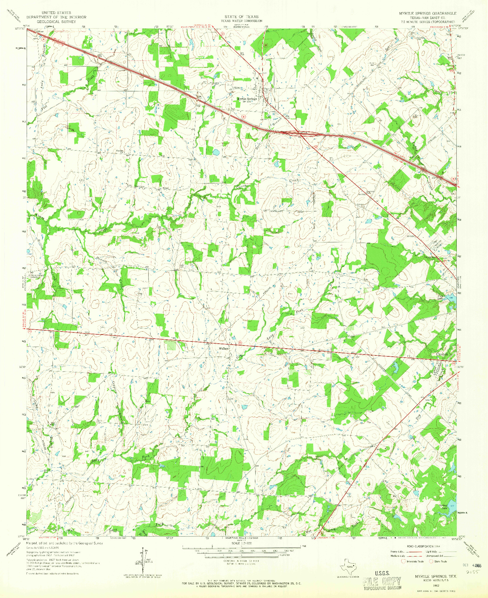 USGS 1:24000-SCALE QUADRANGLE FOR MYRTLE SPRINGS, TX 1962