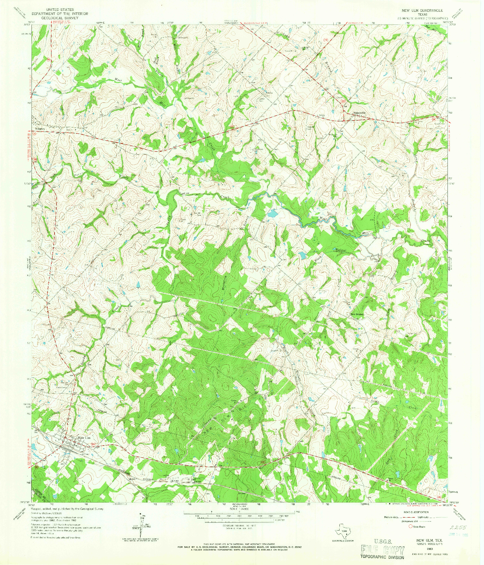 USGS 1:24000-SCALE QUADRANGLE FOR NEW ULM, TX 1963