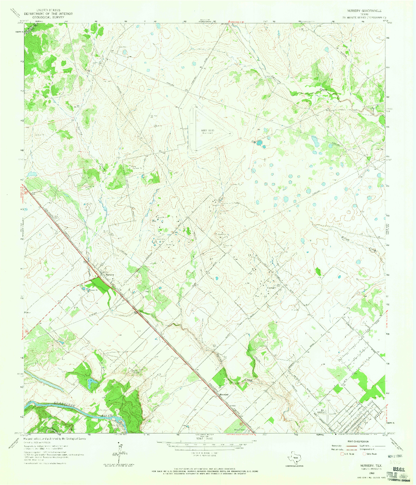 USGS 1:24000-SCALE QUADRANGLE FOR NURSERY, TX 1963