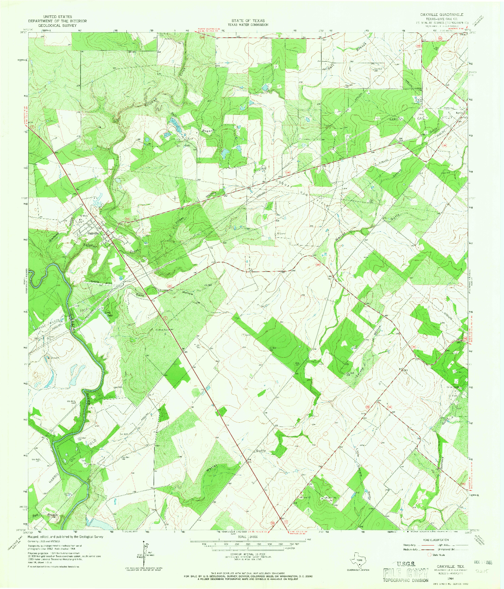 USGS 1:24000-SCALE QUADRANGLE FOR OAKVILLE, TX 1964