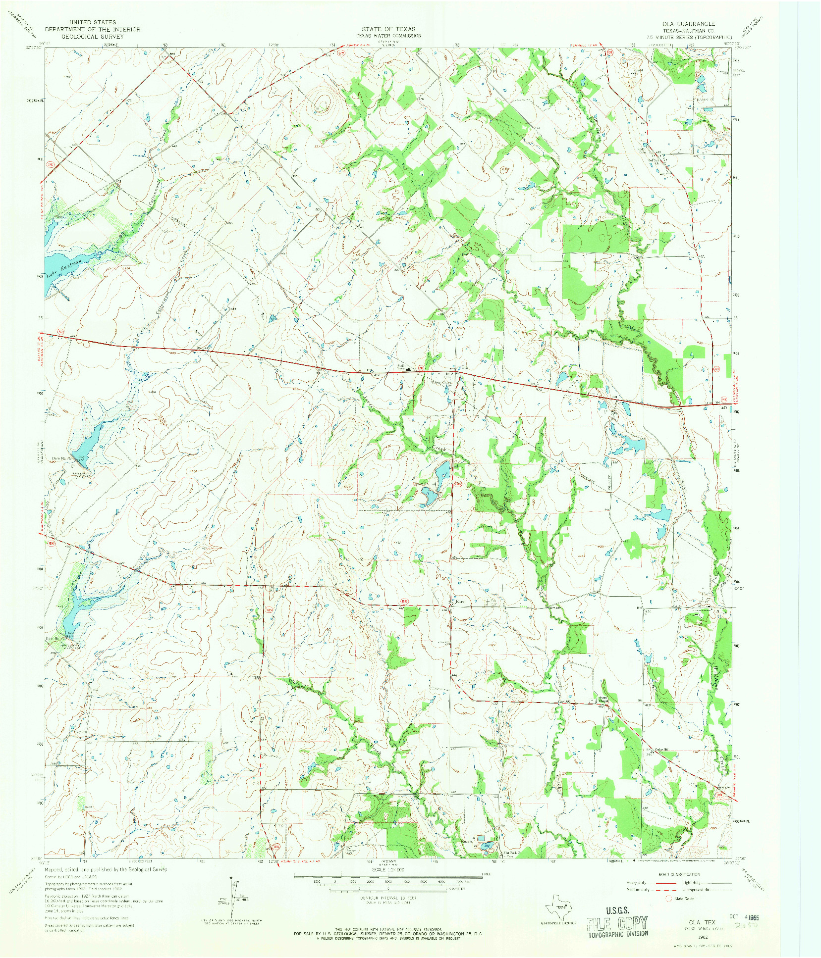 USGS 1:24000-SCALE QUADRANGLE FOR OLA, TX 1962