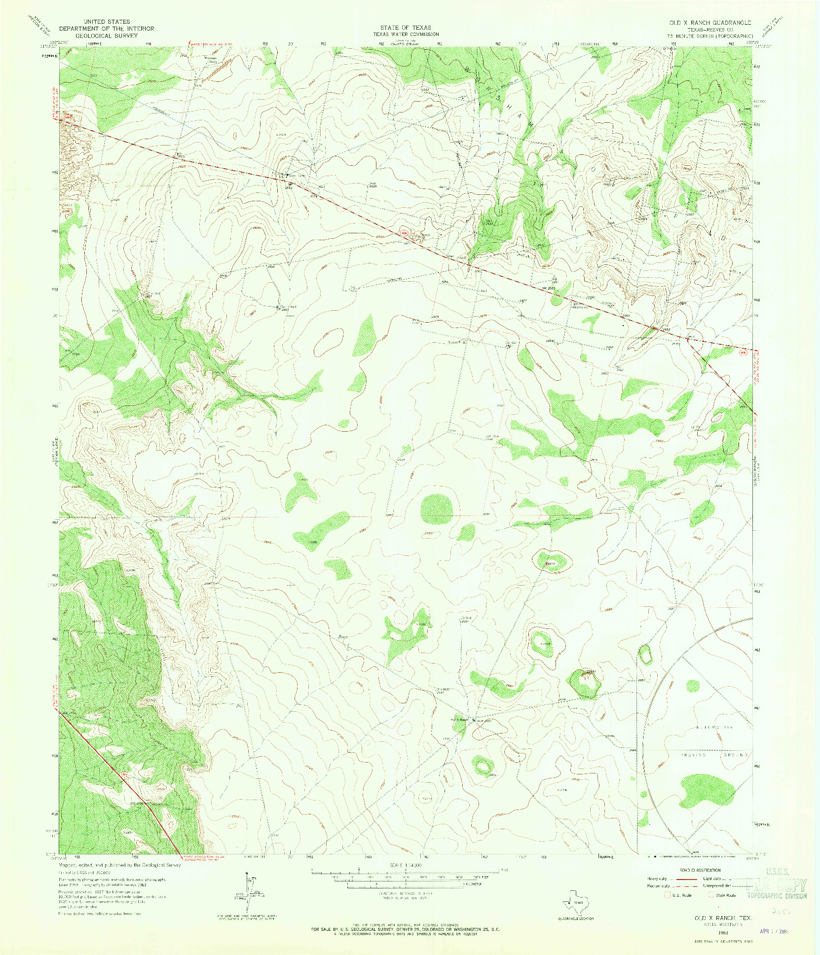 USGS 1:24000-SCALE QUADRANGLE FOR OLD X RANCH, TX 1963