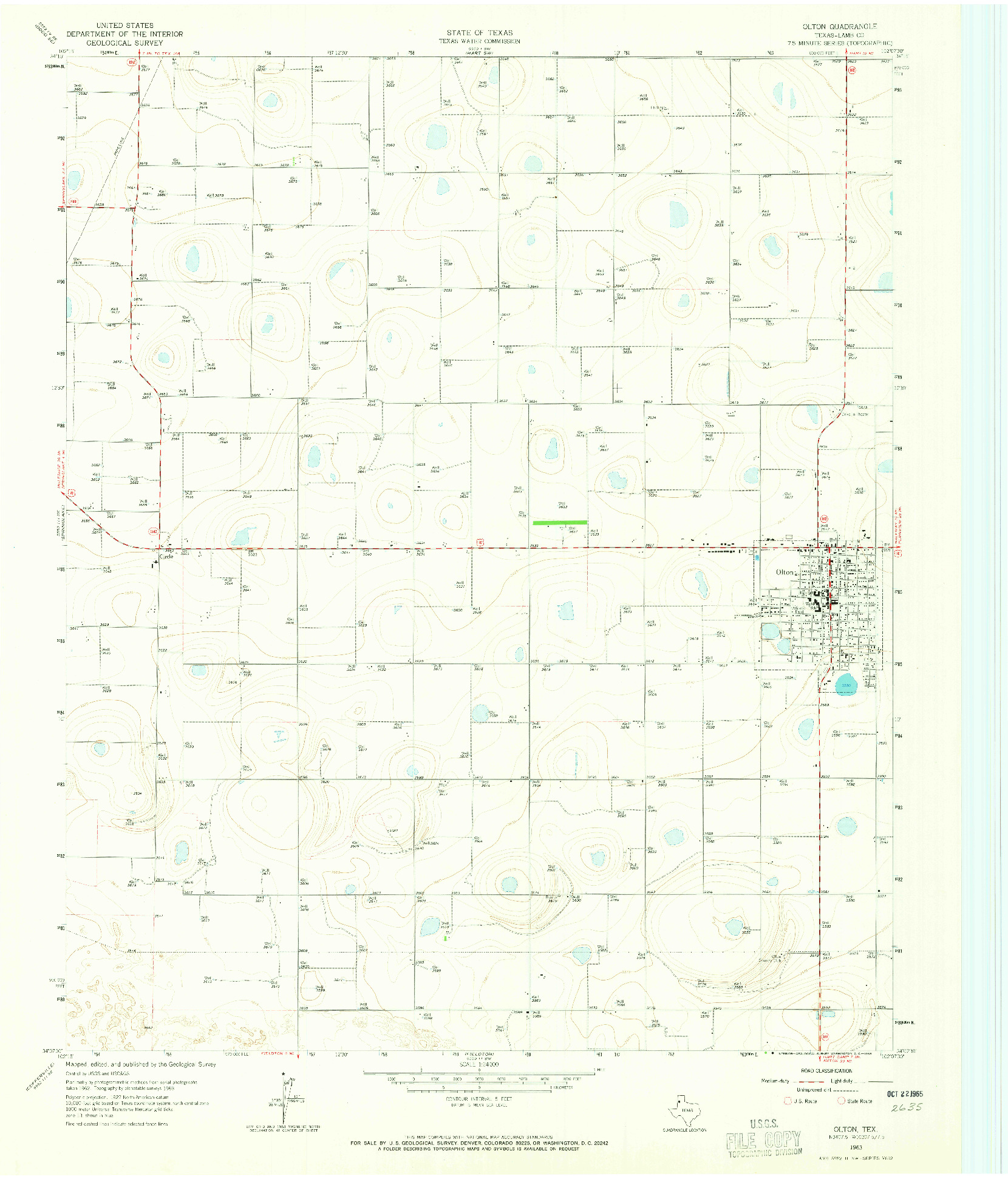 USGS 1:24000-SCALE QUADRANGLE FOR OLTON, TX 1963