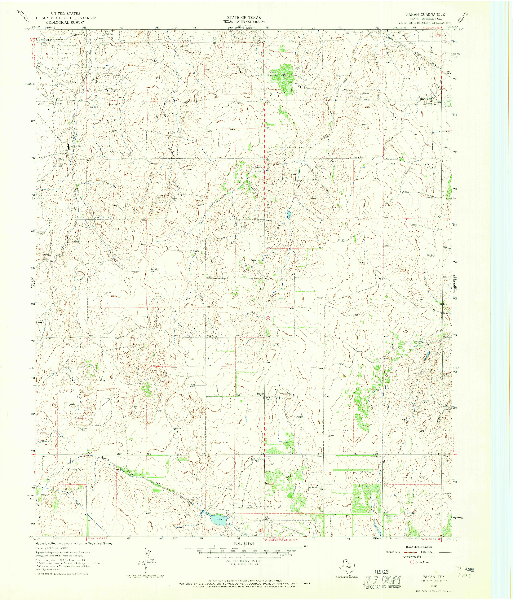 USGS 1:24000-SCALE QUADRANGLE FOR PAKAN, TX 1962