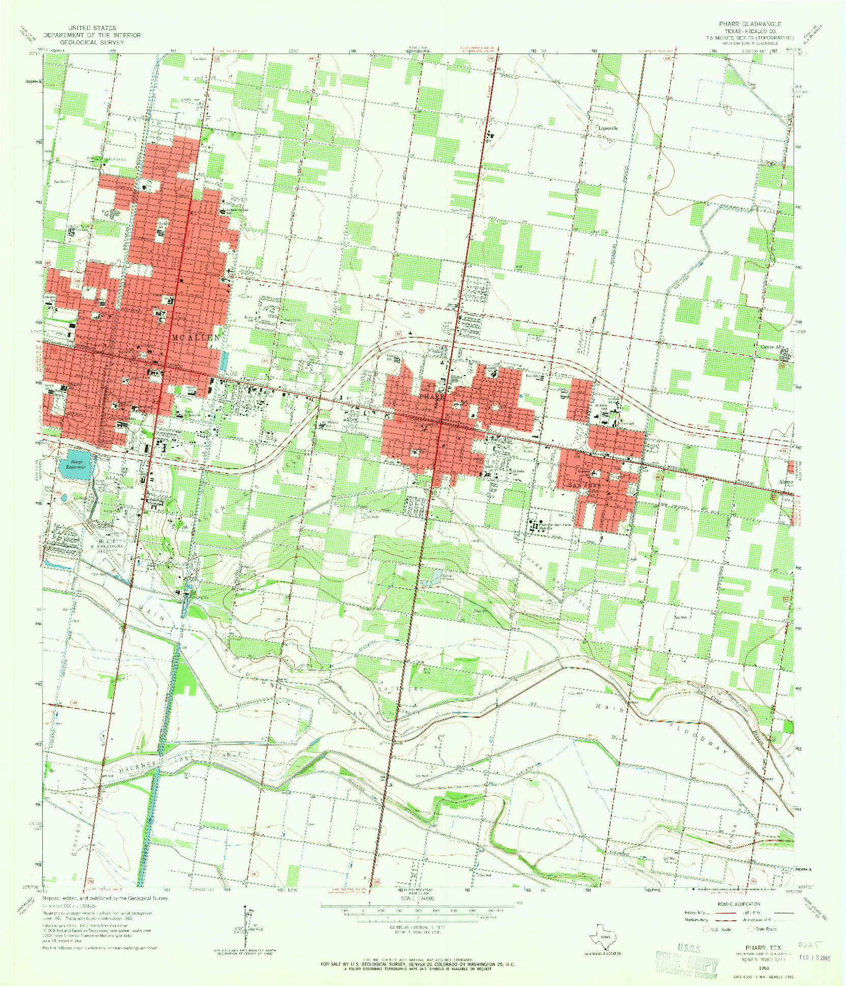 USGS 1:24000-SCALE QUADRANGLE FOR PHARR, TX 1963