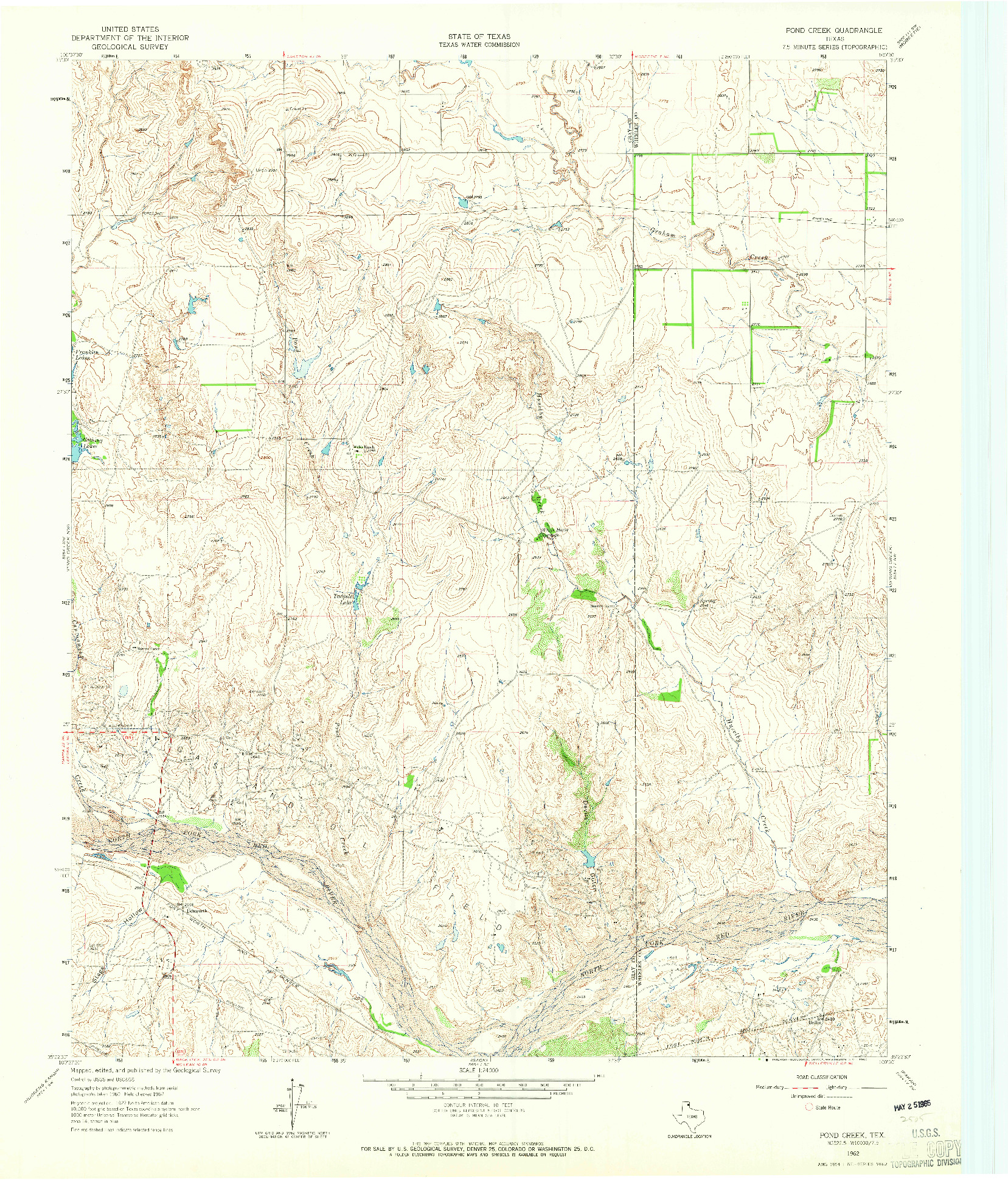 USGS 1:24000-SCALE QUADRANGLE FOR POND CREEK, TX 1962