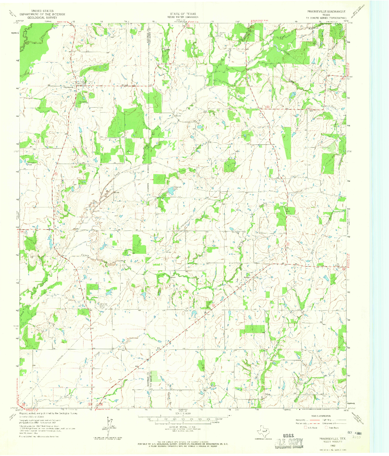 USGS 1:24000-SCALE QUADRANGLE FOR PRAIRIEVILLE, TX 1962