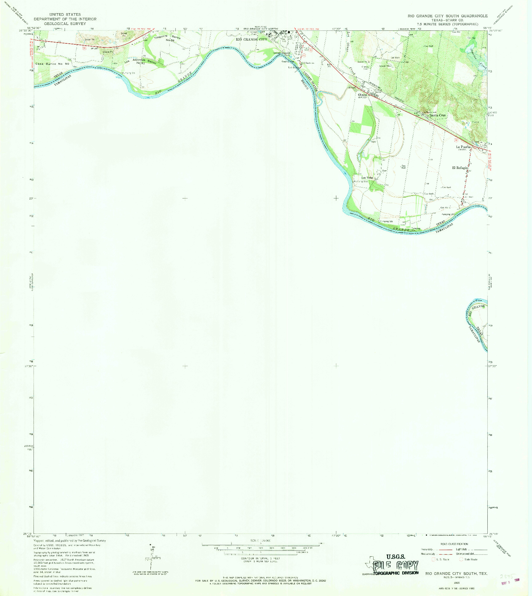 USGS 1:24000-SCALE QUADRANGLE FOR RIO GRANDE CITY SOUTH, TX 1965