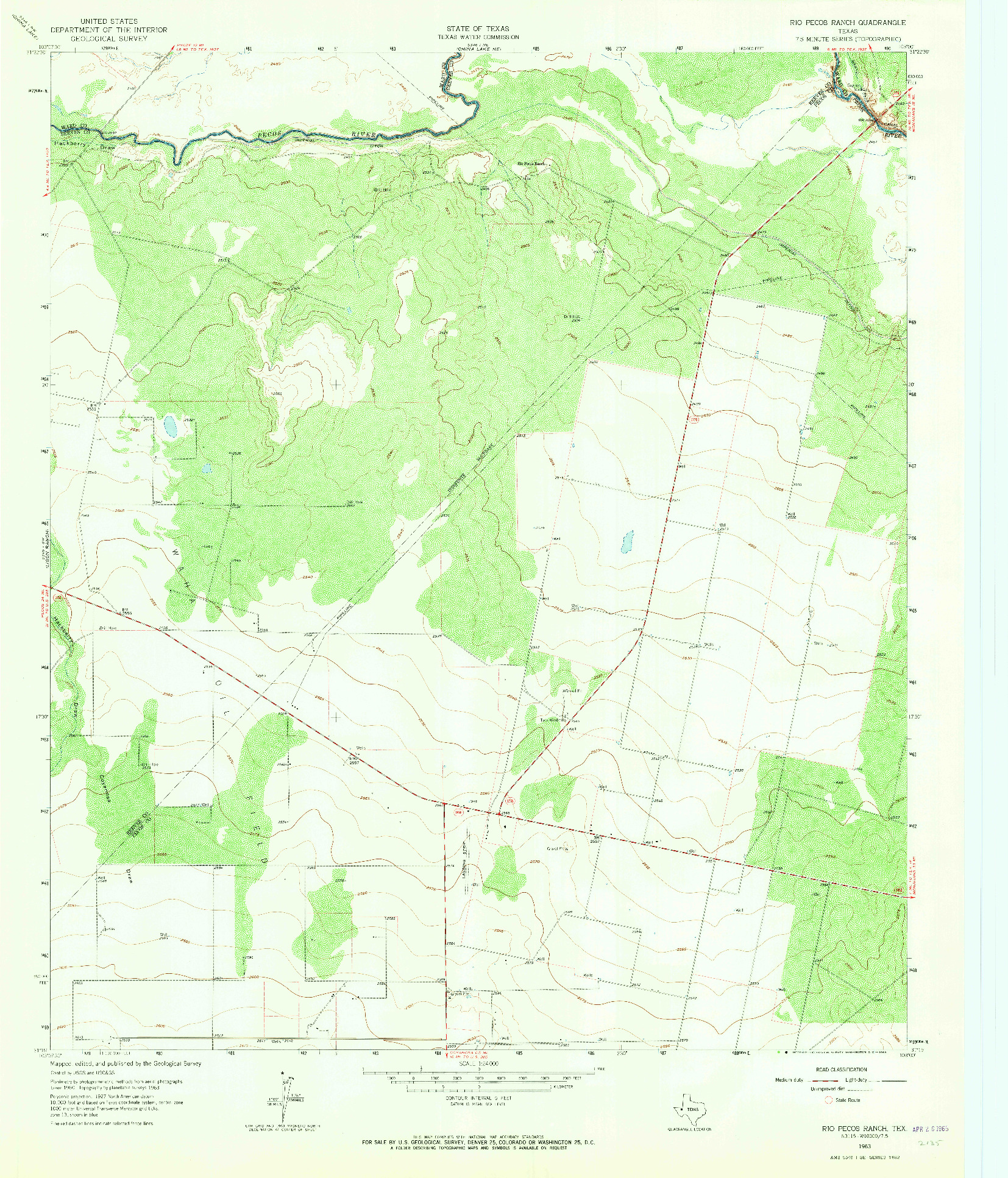 USGS 1:24000-SCALE QUADRANGLE FOR RIO PECOS RANCH, TX 1963