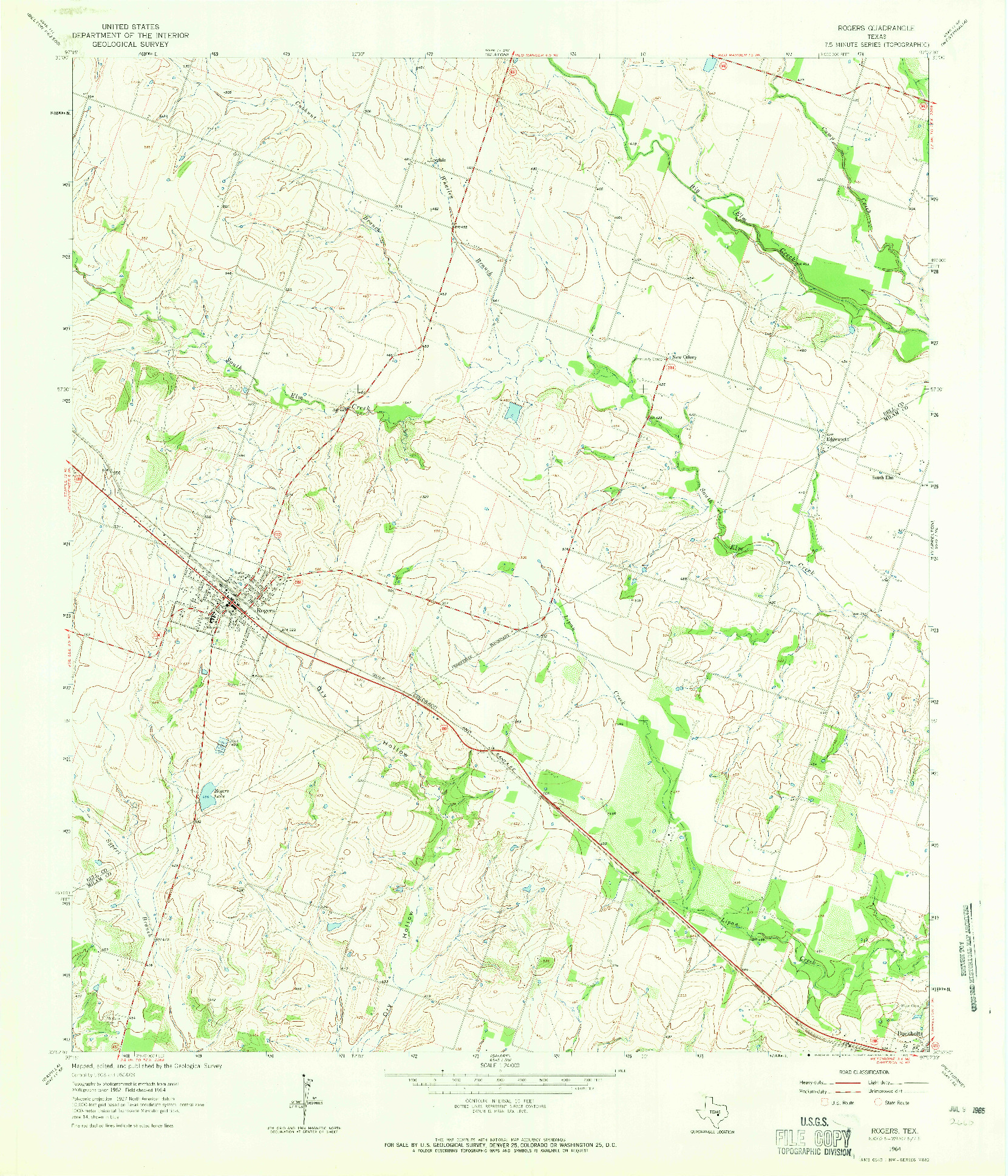 USGS 1:24000-SCALE QUADRANGLE FOR ROGERS, TX 1964