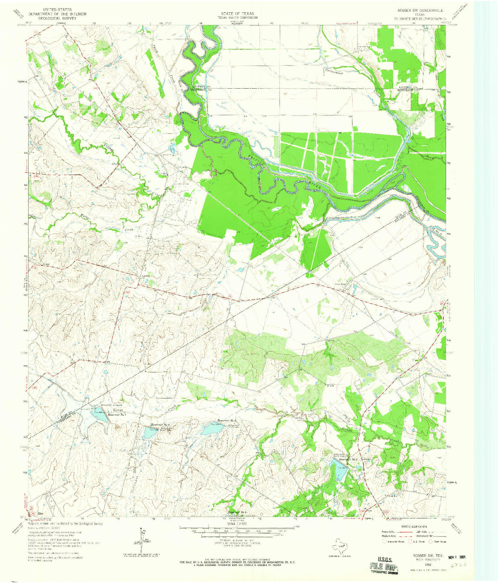 USGS 1:24000-SCALE QUADRANGLE FOR ROSSER SW, TX 1962