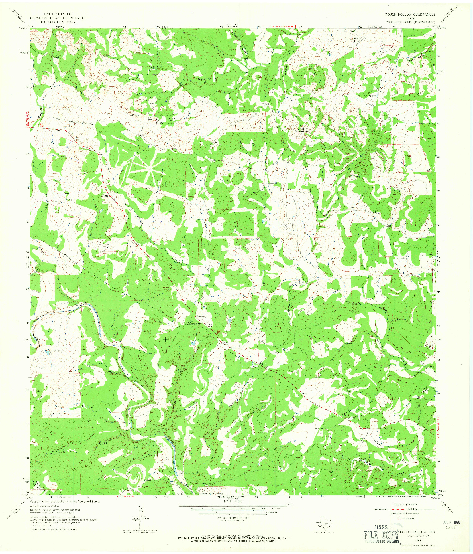 USGS 1:24000-SCALE QUADRANGLE FOR ROUGH HOLLOW, TX 1963