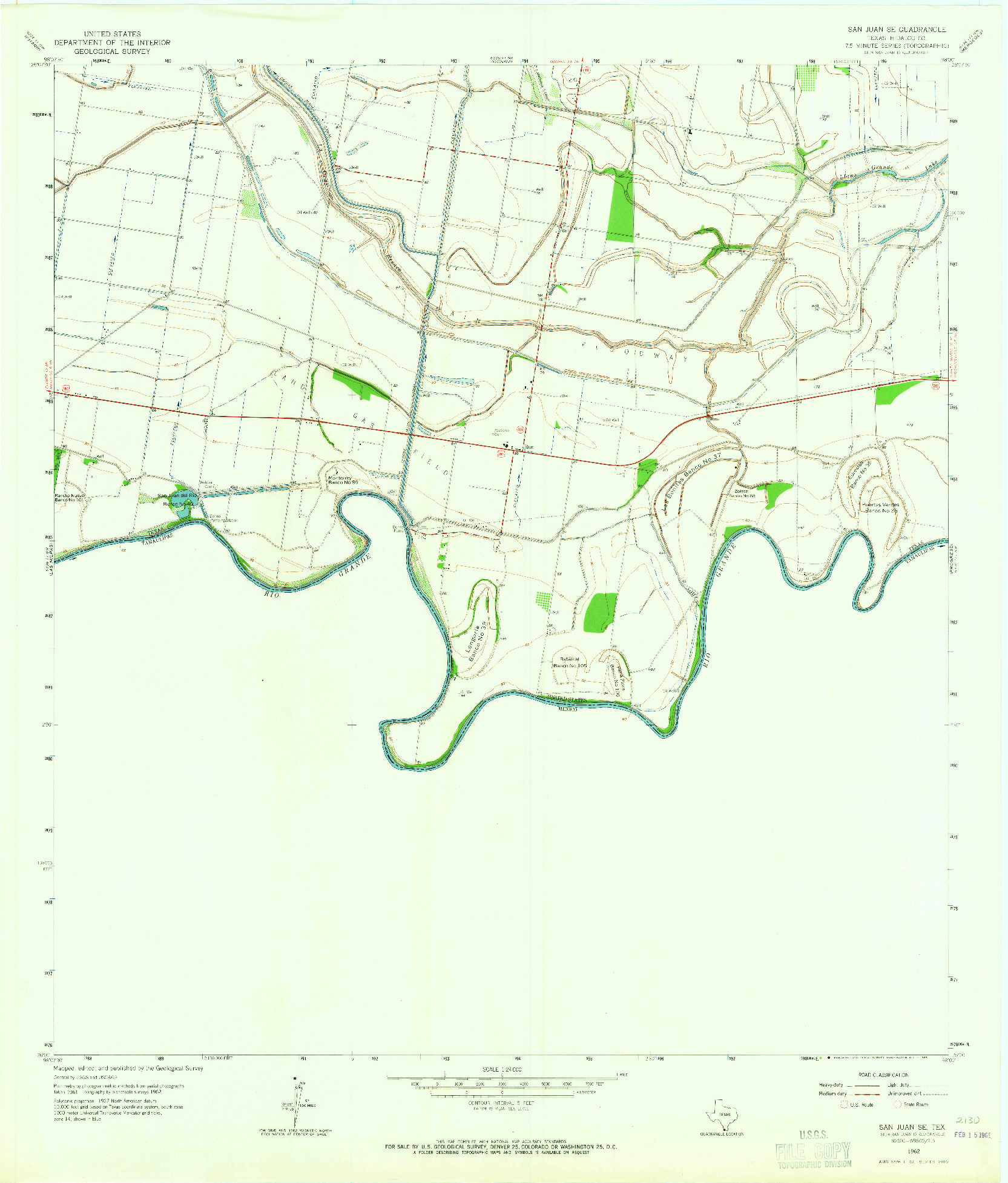 USGS 1:24000-SCALE QUADRANGLE FOR SAN JUAN SE, TX 1962