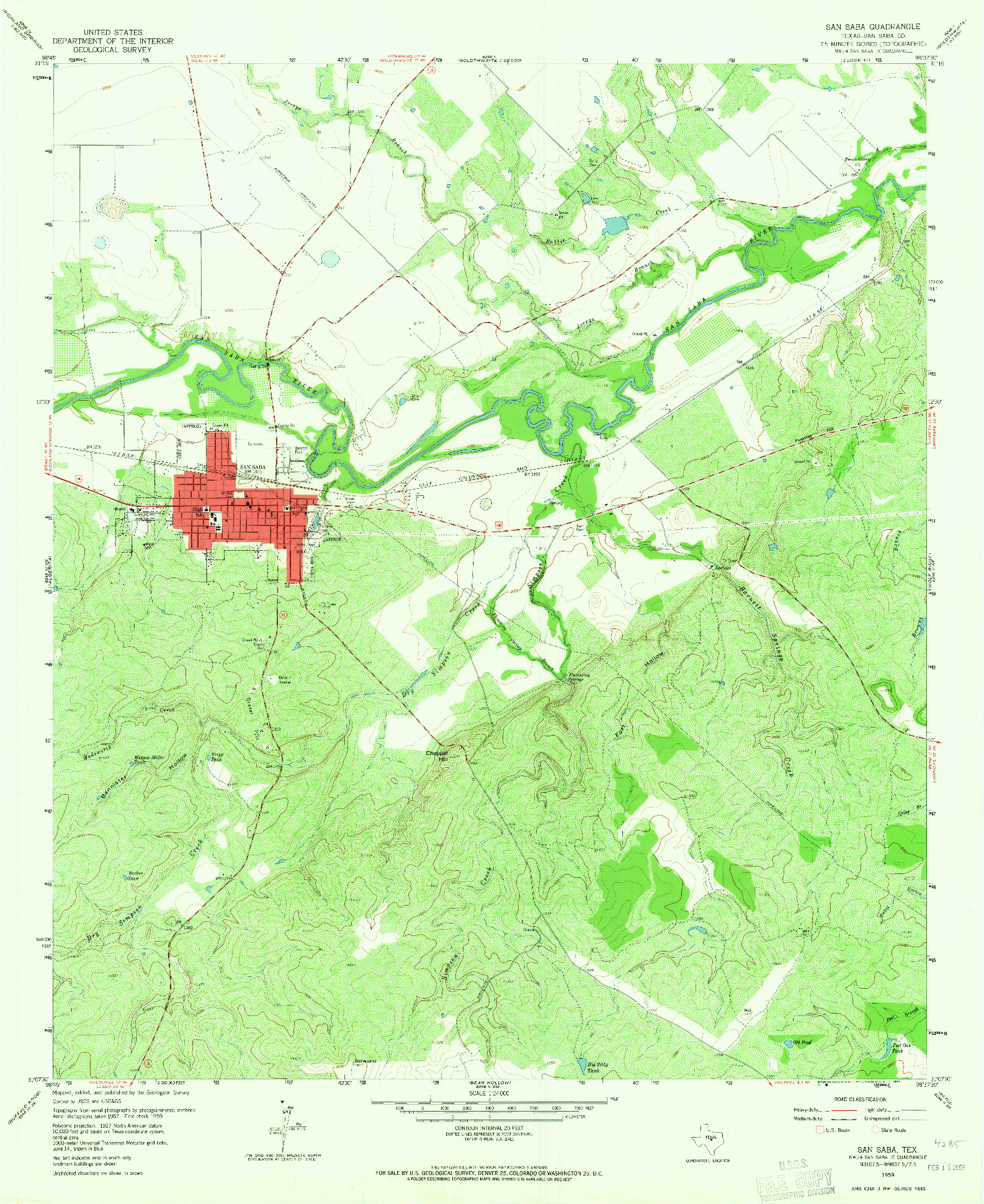 USGS 1:24000-SCALE QUADRANGLE FOR SAN SABA, TX 1959